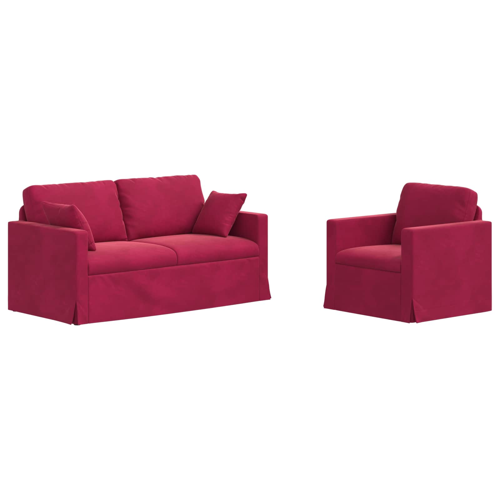 Ensemble de Canapés 2 pcs Bordeaux 158 x 78 x 80 cm Velours - XIOS
