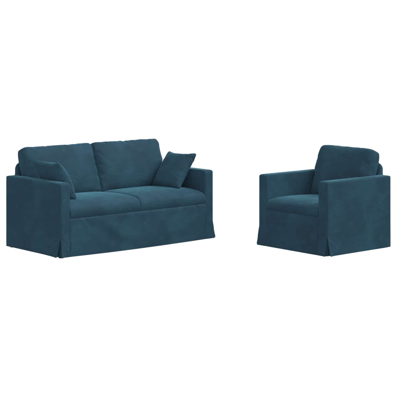 Ensemble de Canapés 2 pcs Bleu 158 x 78 x 80 cm Velours - XIOS