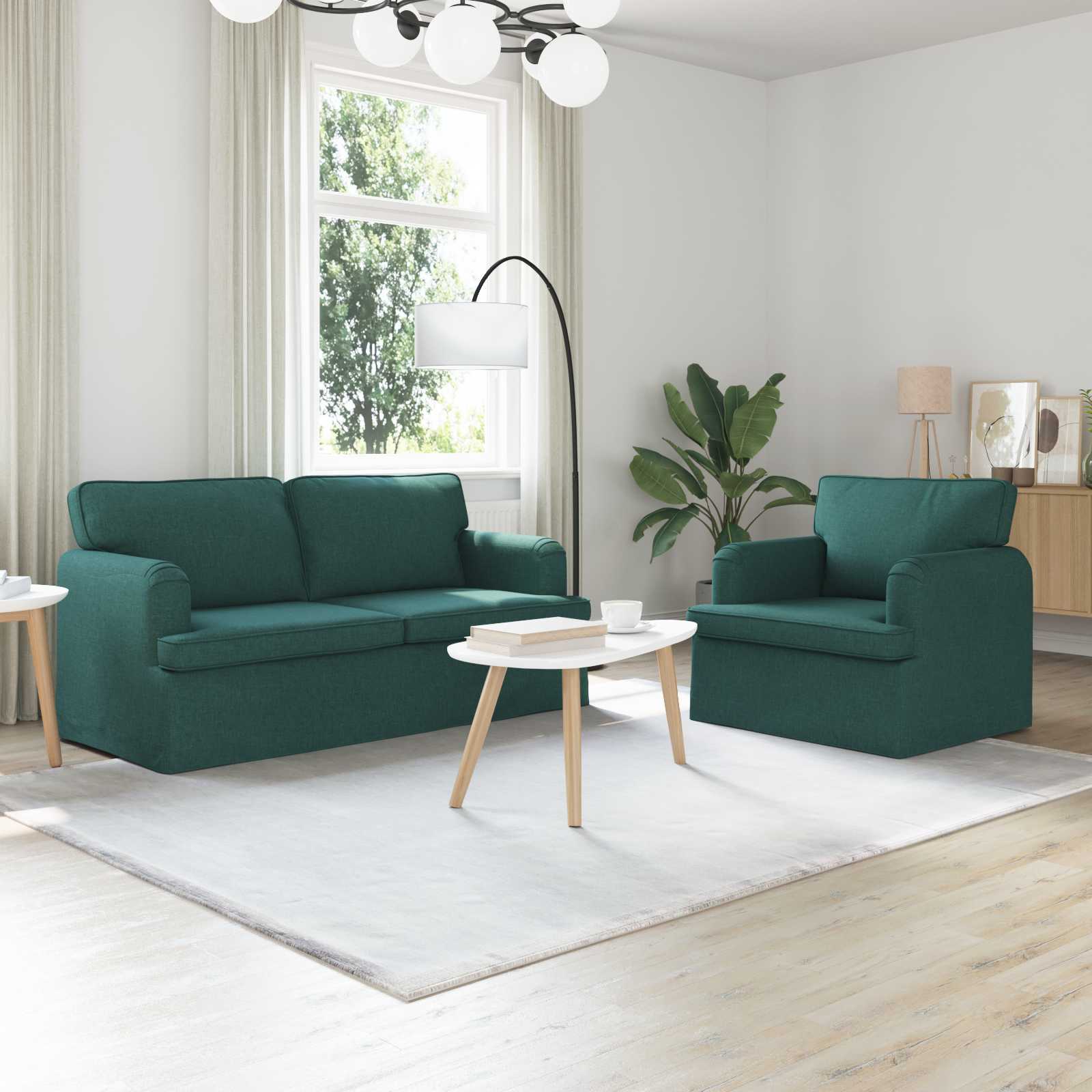 Ensemble de Canapés 2 pc Vert foncé tissu