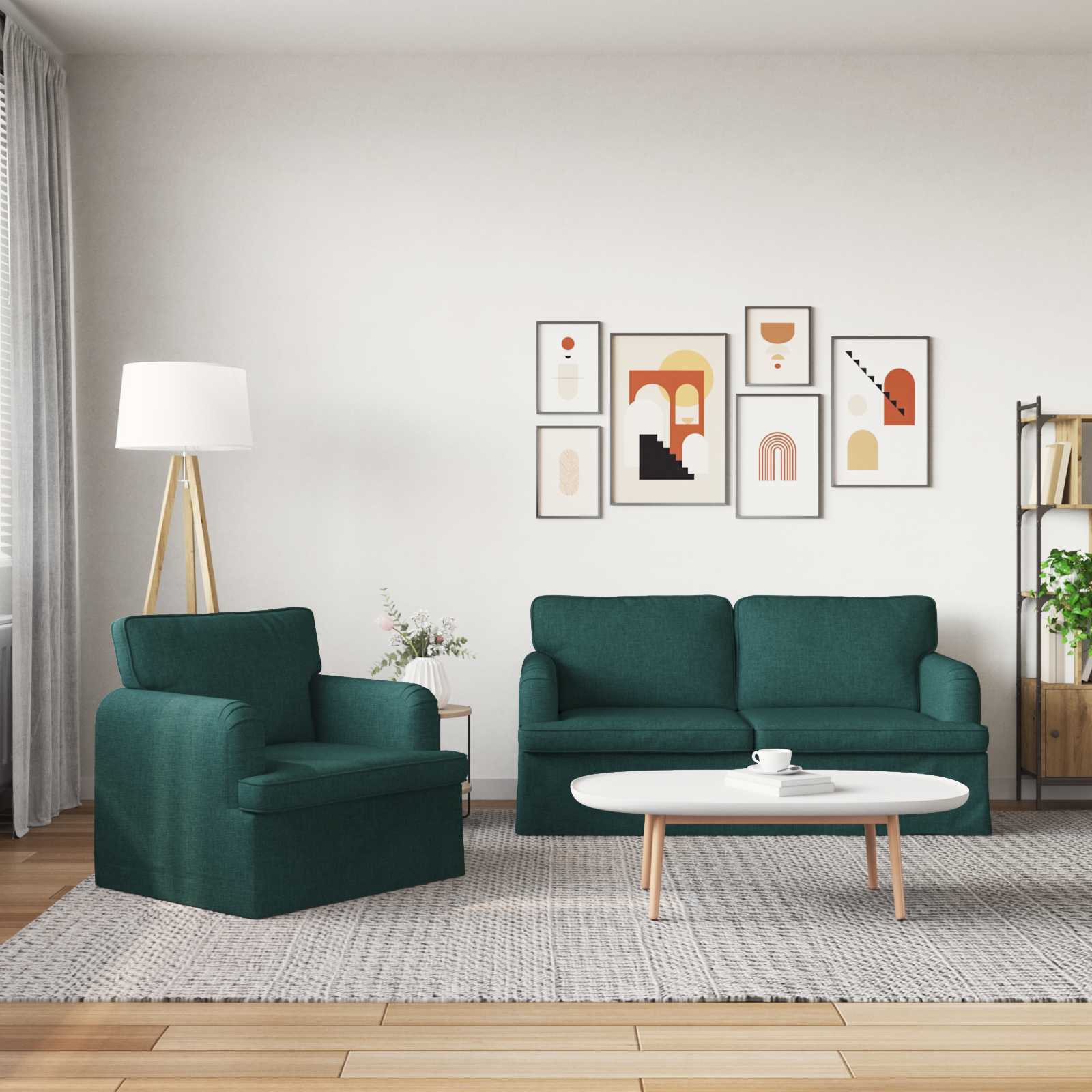 Ensemble de Canapés 2 pc Vert foncé tissu