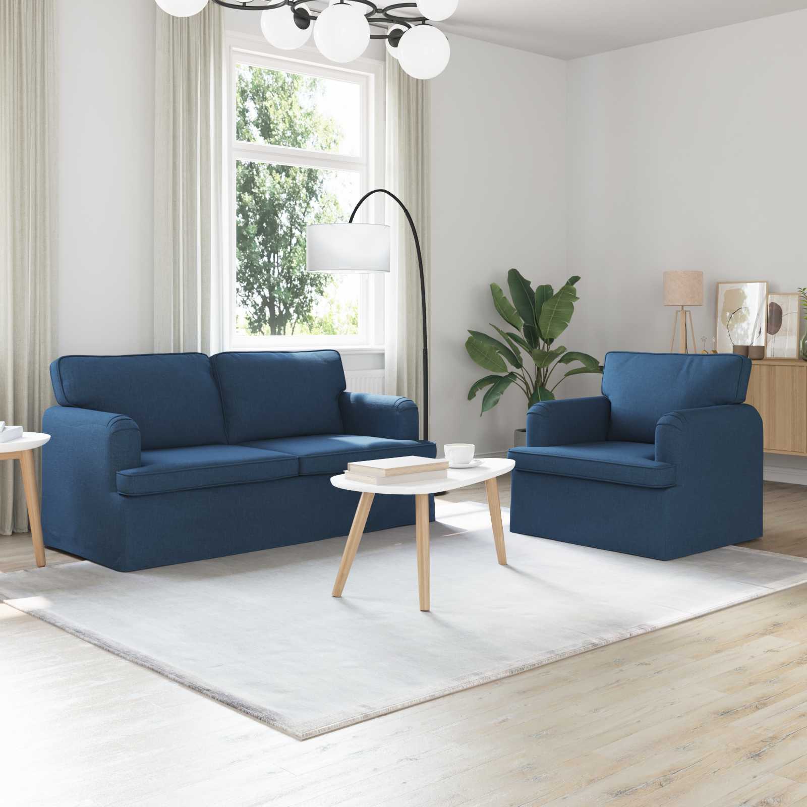 Ensemble de Canapés 2 pc Bleu tissu