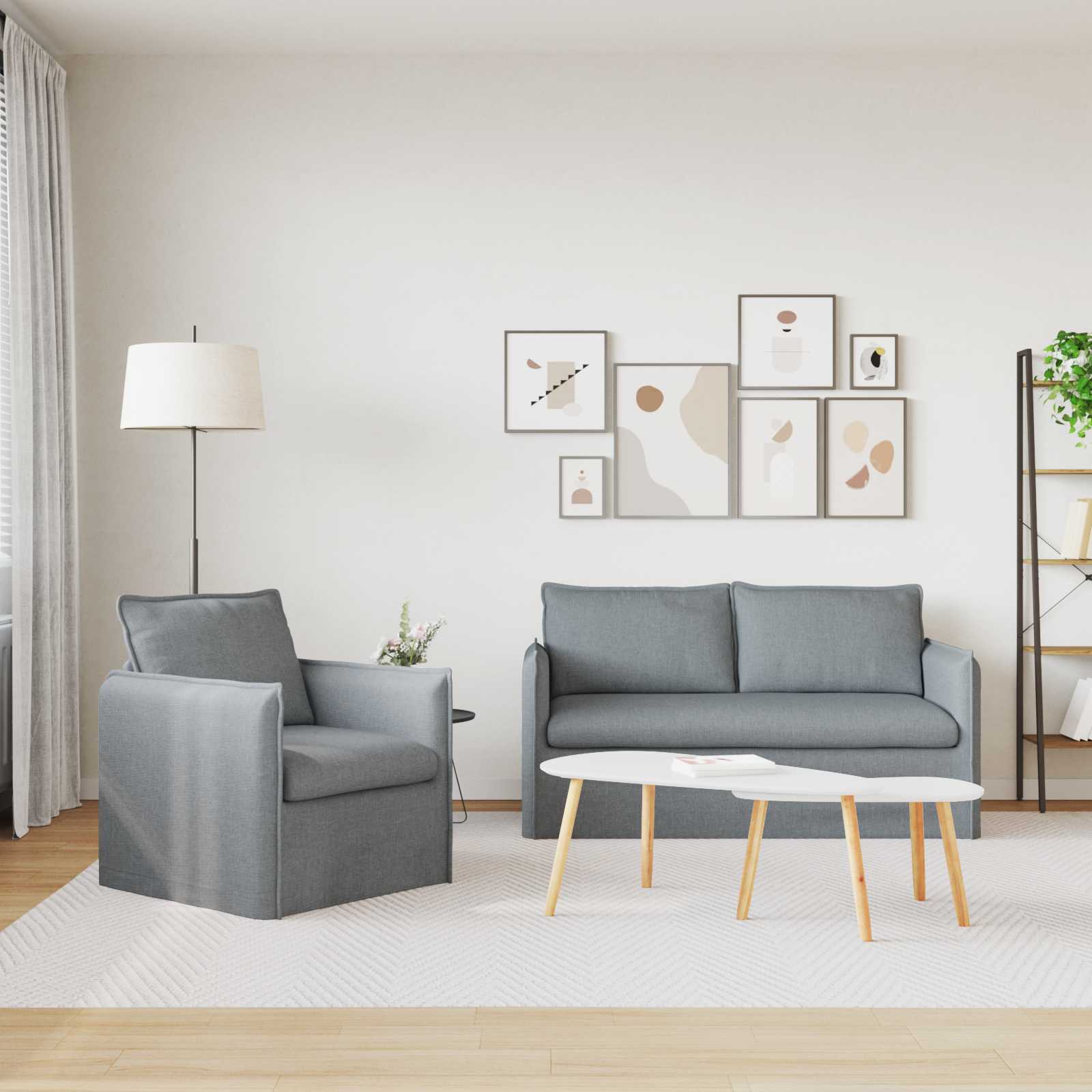 Ensemble de Canapés 2 pc Gris clair Tissu