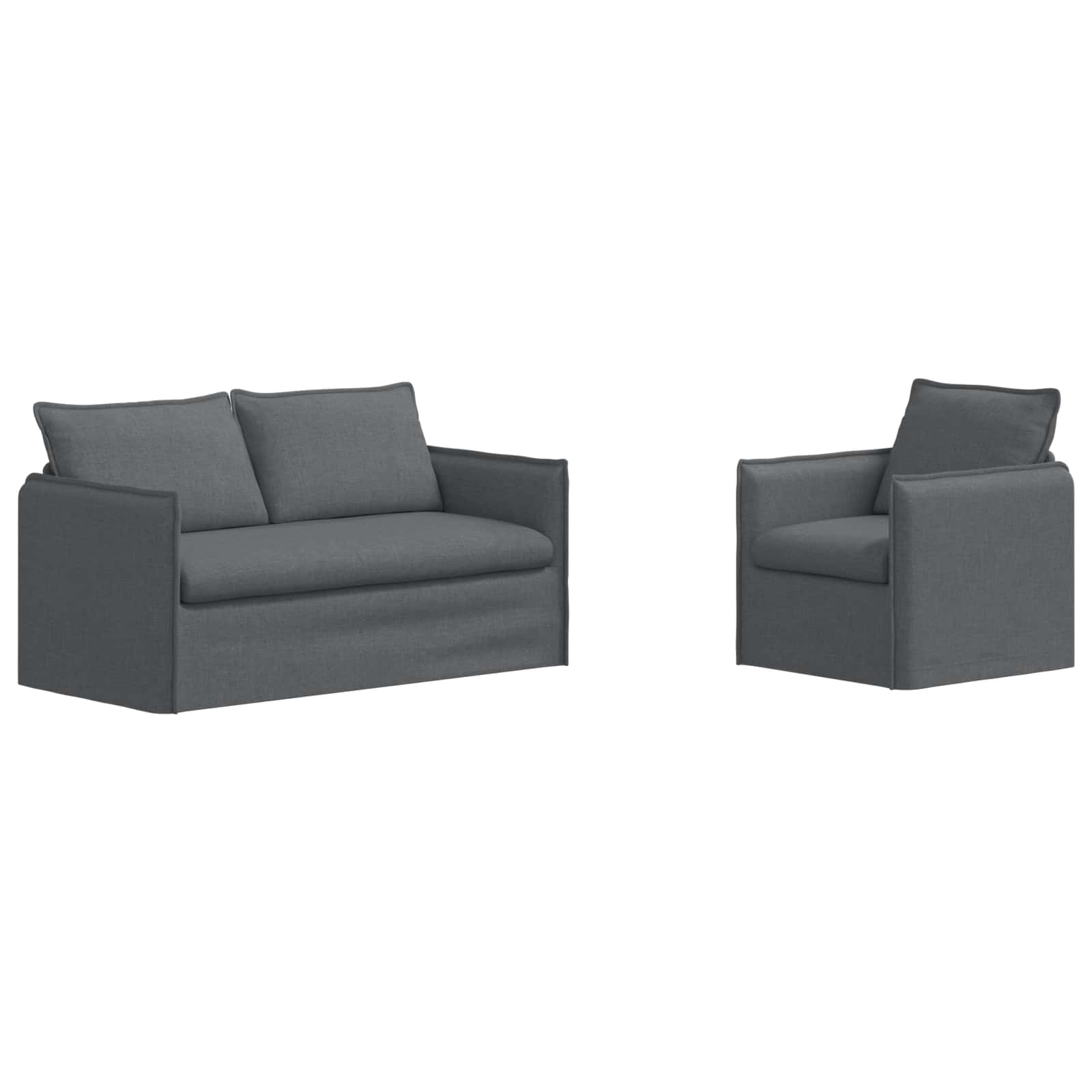 Ensemble de Canapés 2 pc Gris foncé Tissu