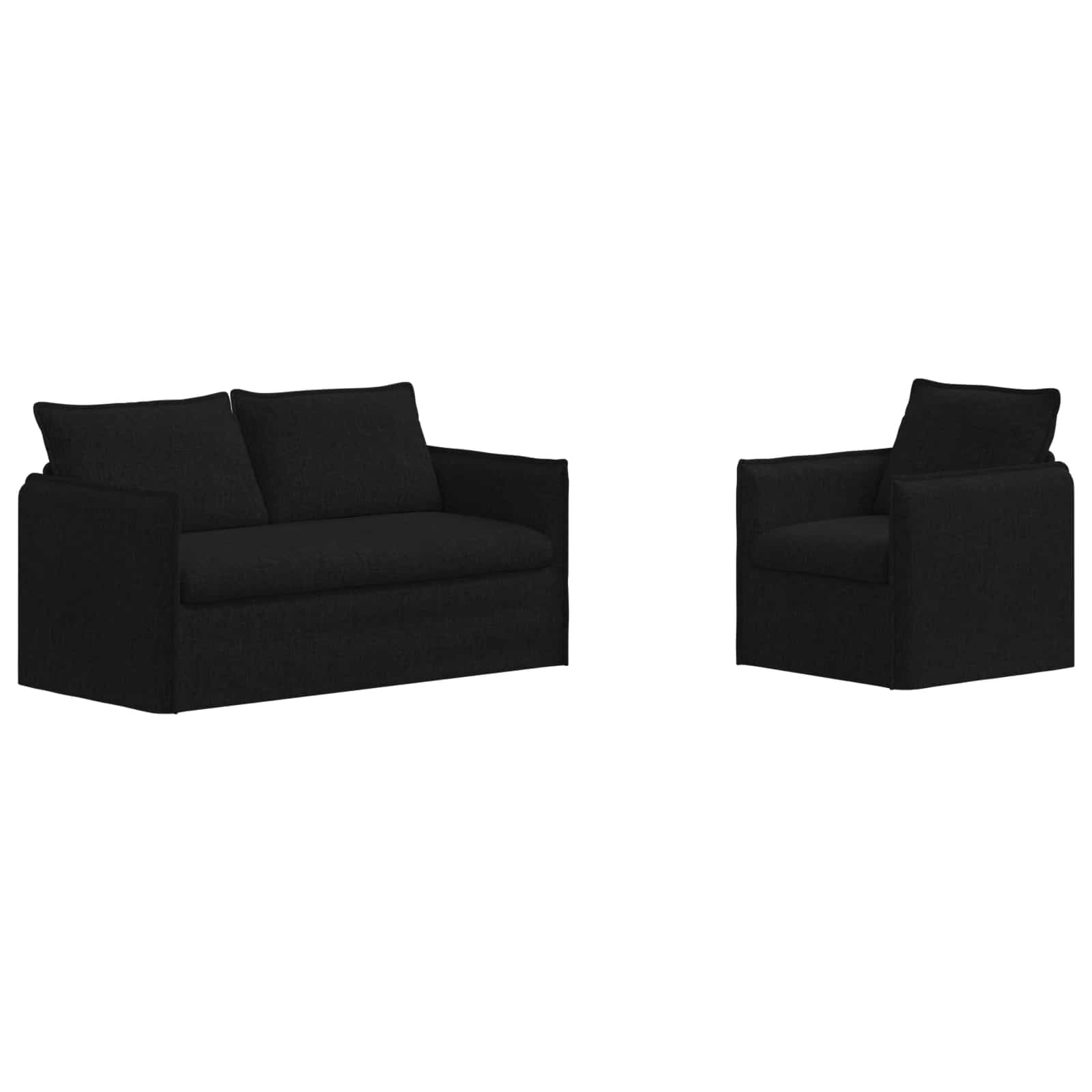 Ensemble de Canapés 2 pc Noir Tissu