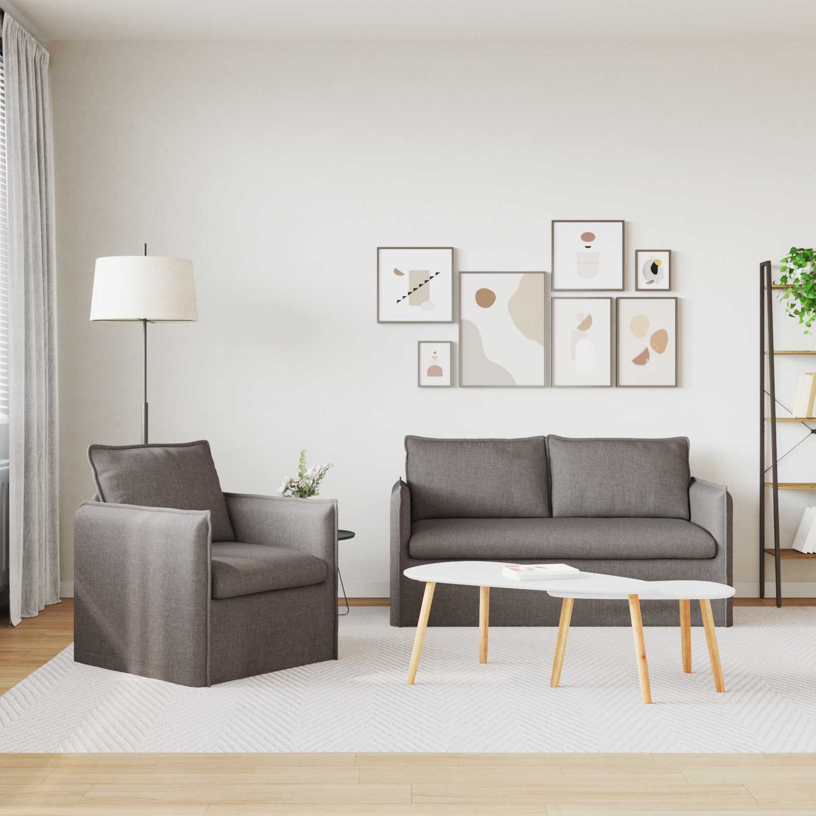 Ensemble de Canapés 2 pc Taupe Tissu