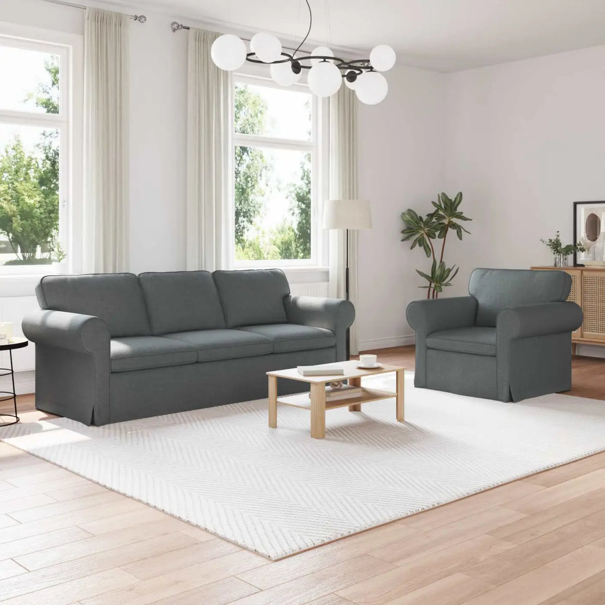 Ensemble de Canapés 2 pc Gris foncé tissu - XIOS
