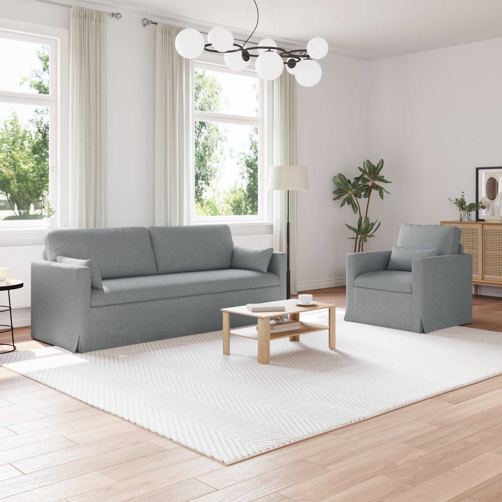 Ensemble de Canapés 2 pcs Gris clair 198 x 78 x 80 cm tissu - XIOS