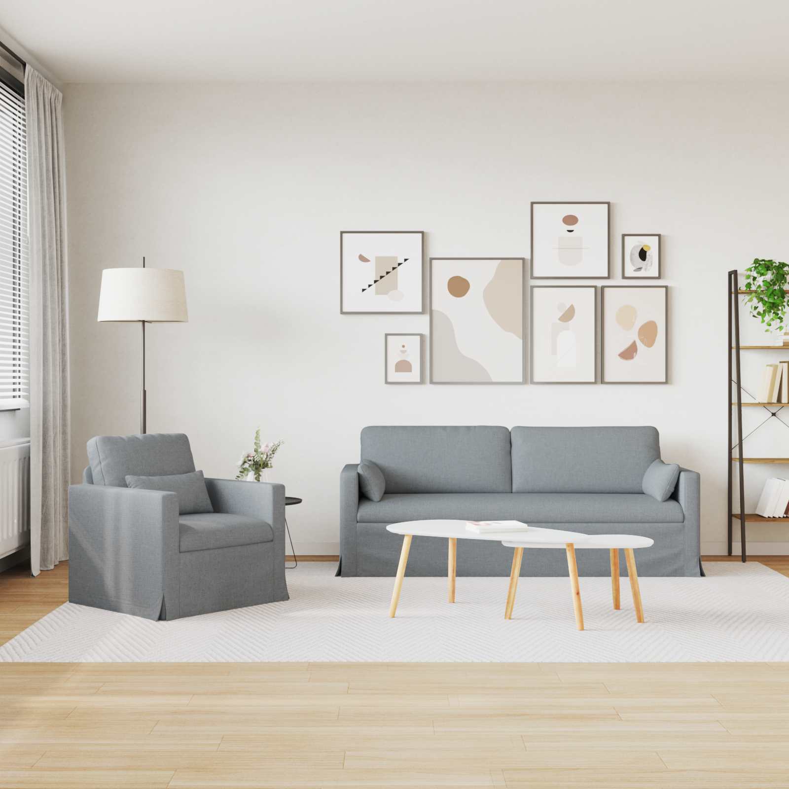Ensemble de Canapés 2 pcs Gris clair 198 x 78 x 80 cm tissu - XIOS