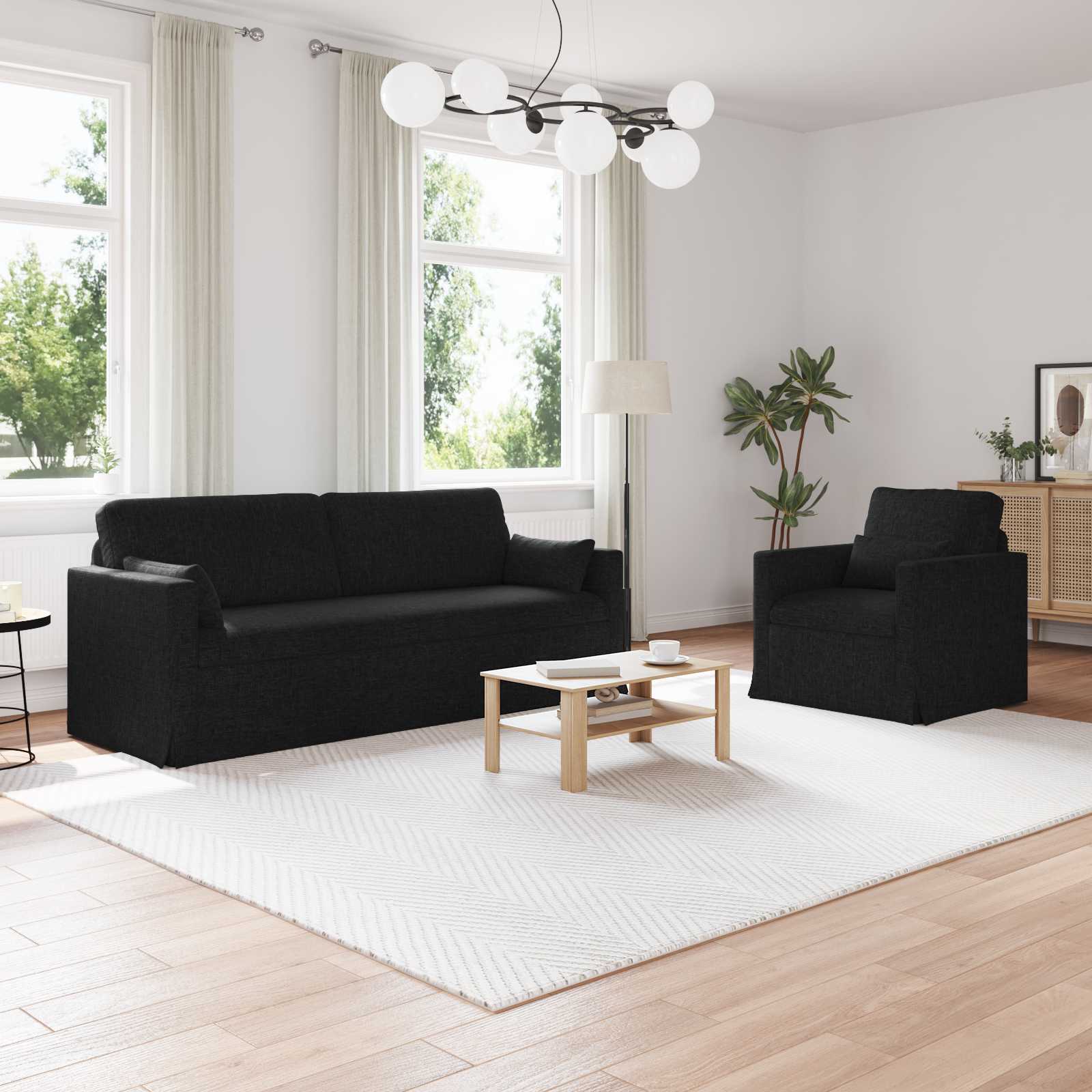Ensemble de Canapés 2 pcs Noir 198 x 78 x 80 cm tissu - XIOS