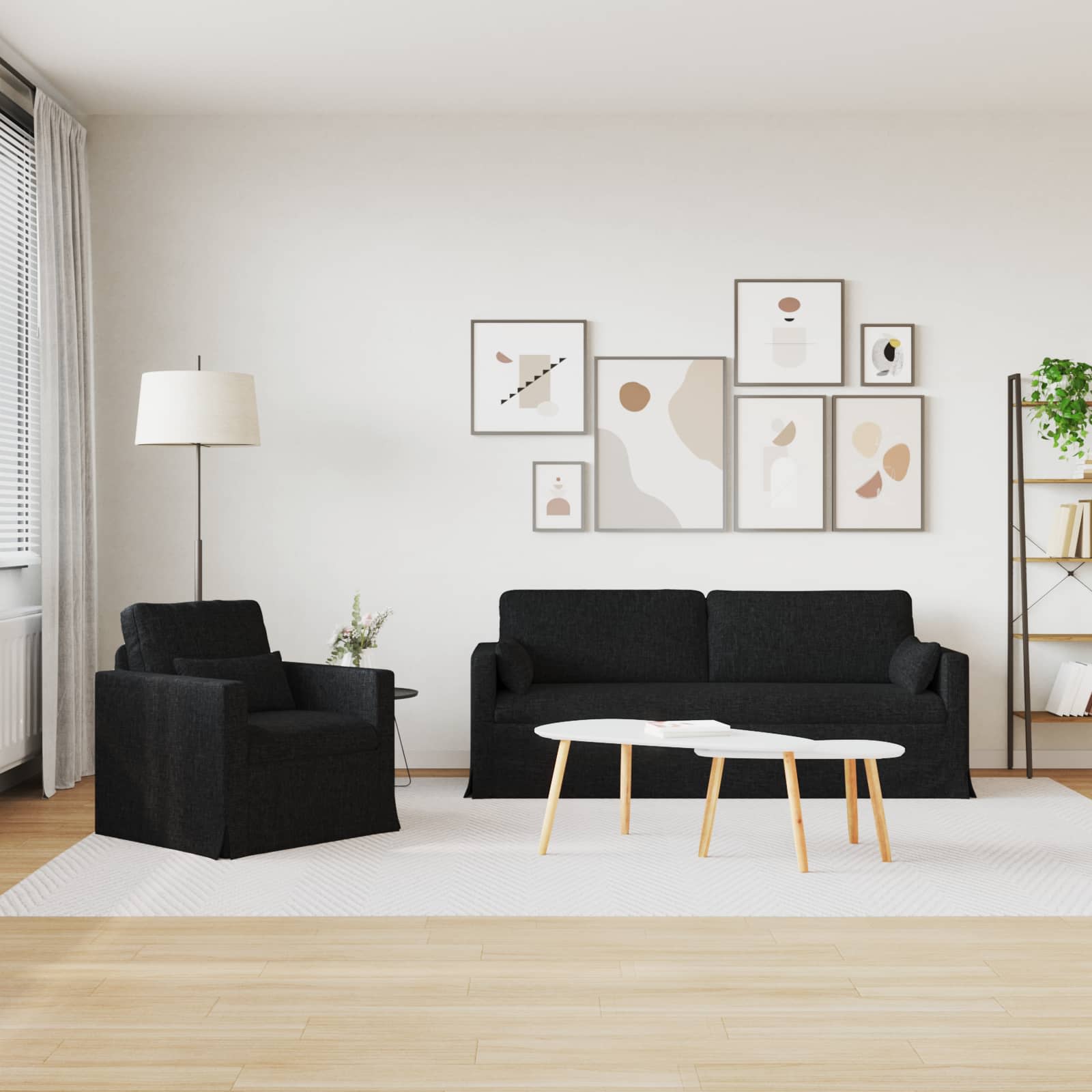 Ensemble de Canapés 2 pcs Noir 198 x 78 x 80 cm tissu - XIOS