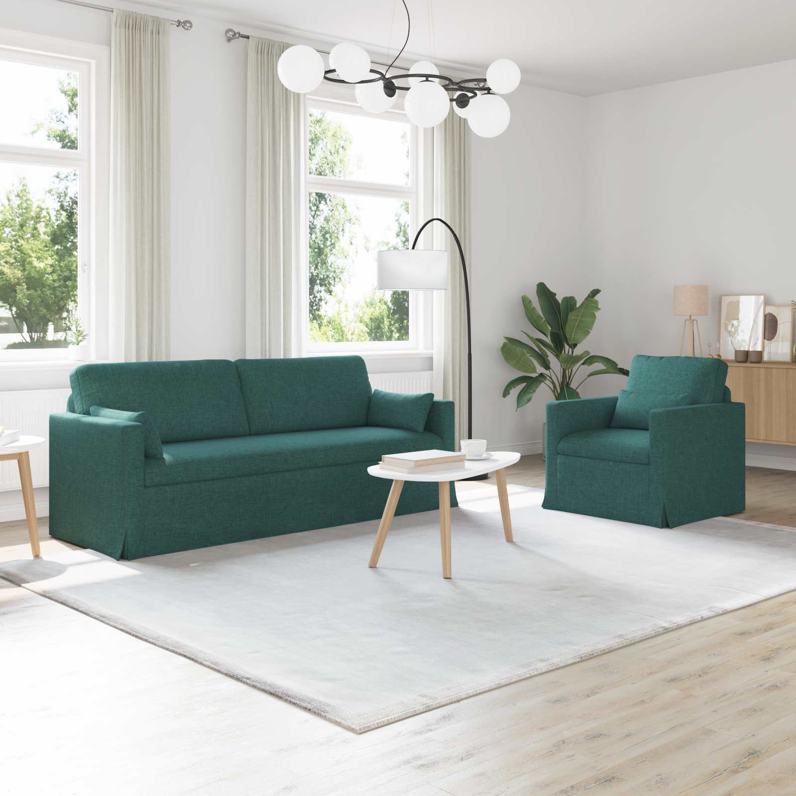 Ensemble de Canapés 2 pcs Vert foncé 198 x 78 x 80 cm tissu - XIOS