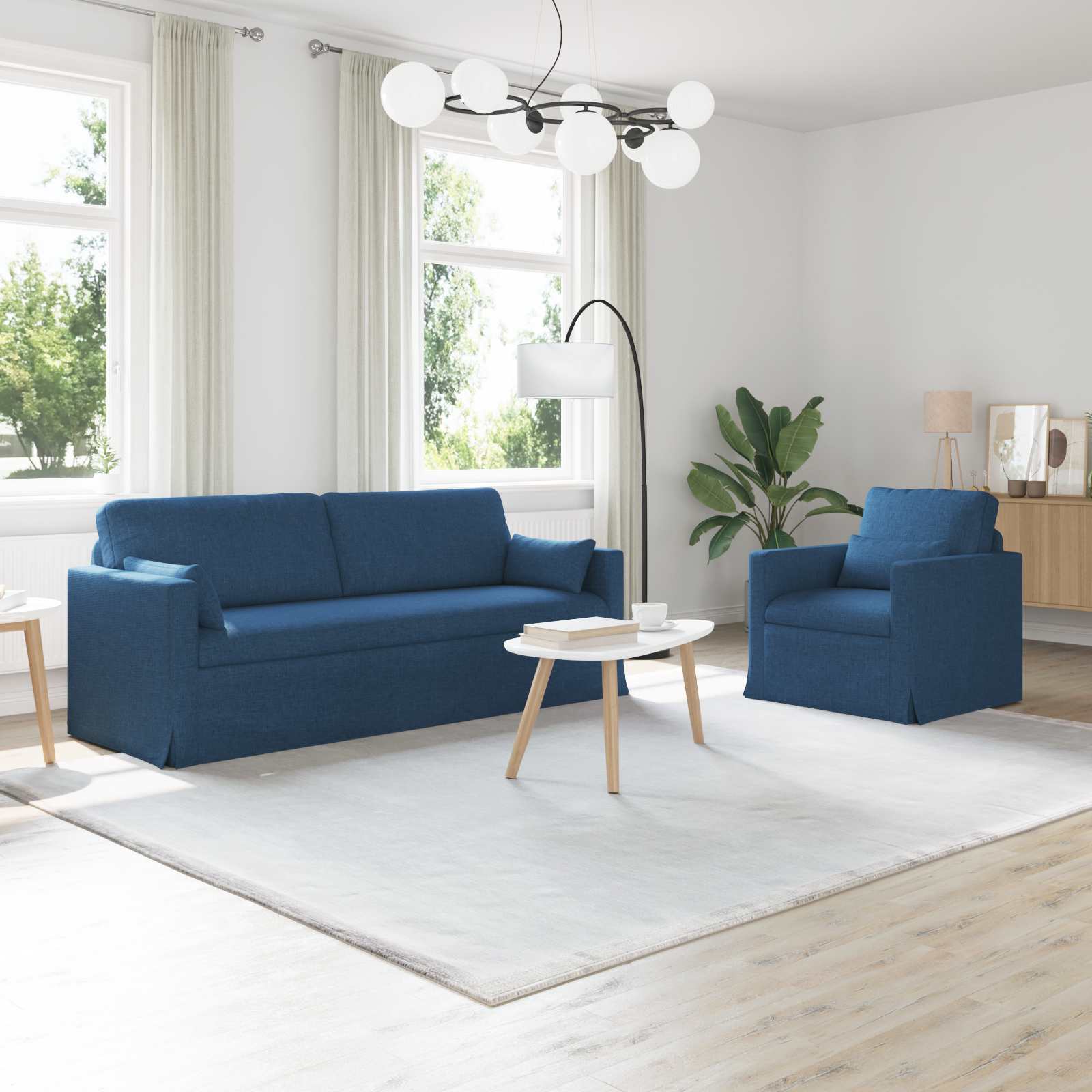 Ensemble de Canapés 2 pcs Bleu 198 x 78 x 80 cm tissu - XIOS