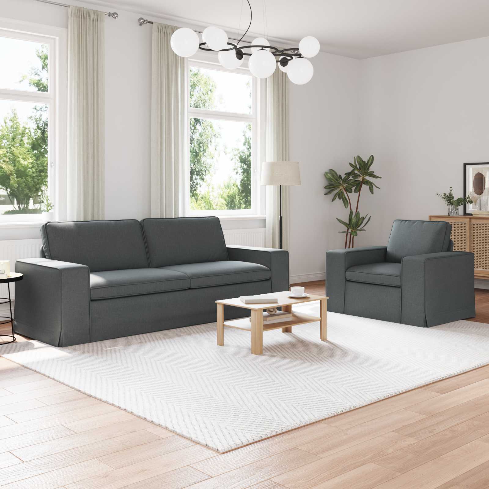 Ensemble de Canapés 2 pc Gris foncé tissu