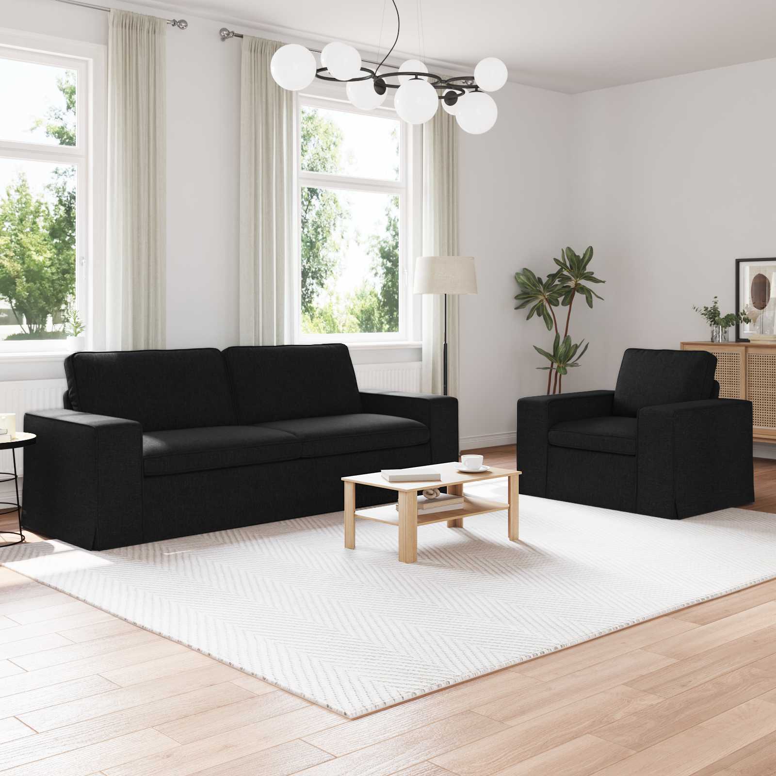 Ensemble de Canapés 2 pc Noir tissu