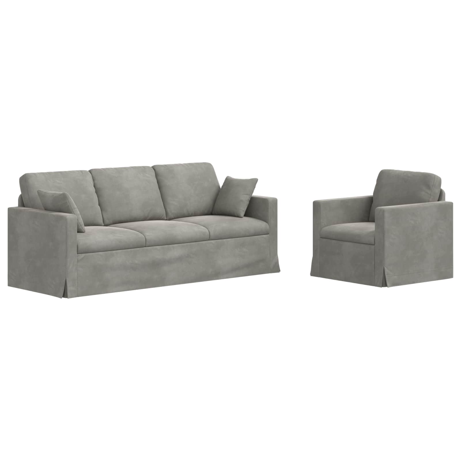 Ensemble de Canapés 2 pcs Gris clair 198 x 78 x 80 cm Velours - XIOS