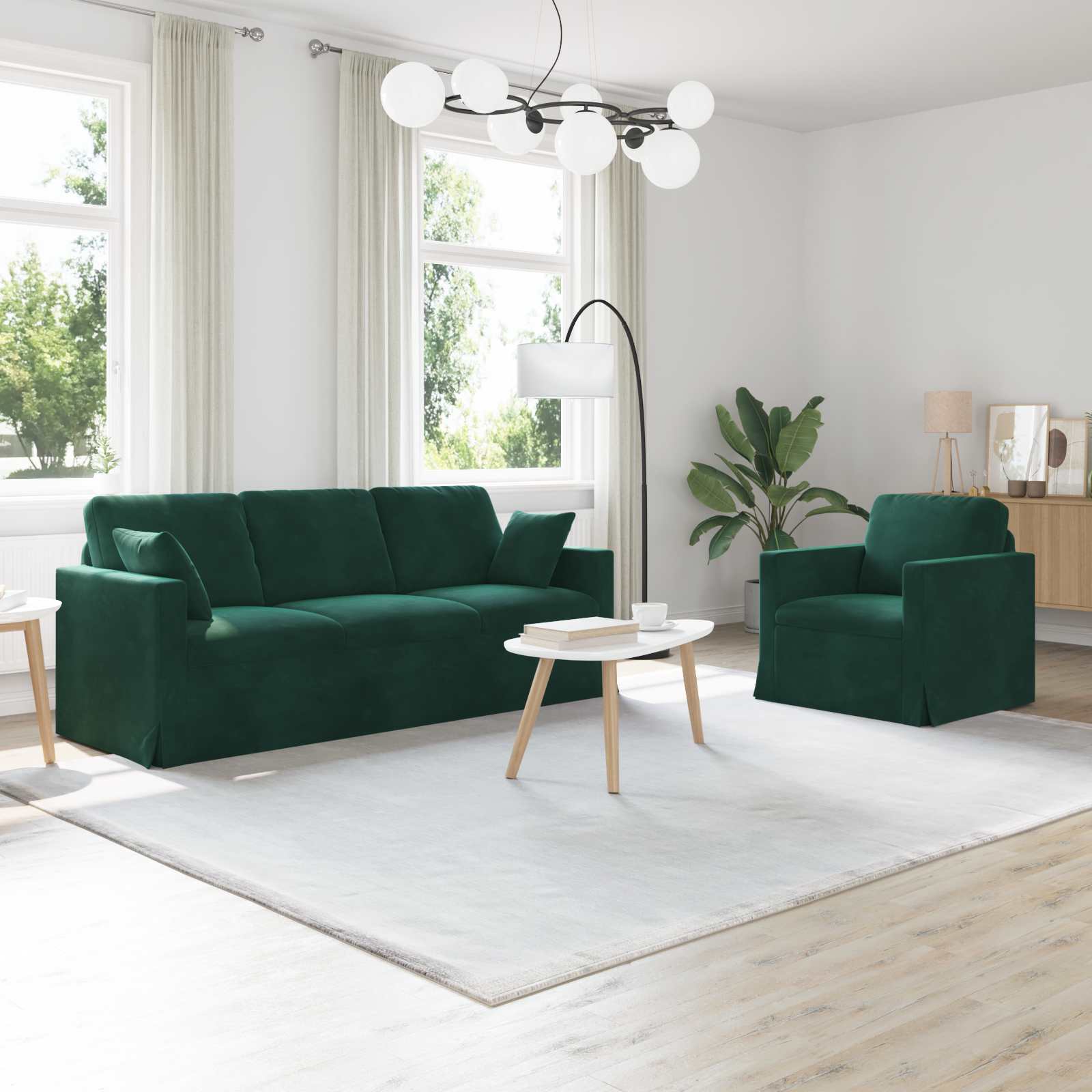 Ensemble de Canapés 2 pcs Vert foncé 198 x 78 x 80 cm Velours - XIOS