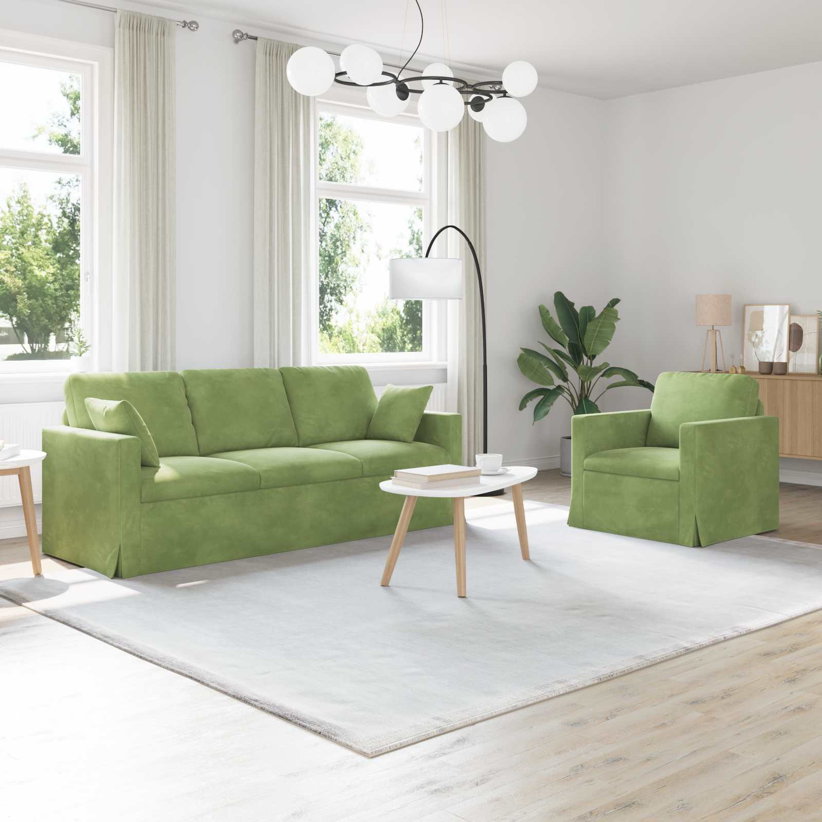 Ensemble de Canapés 2 pcs Vert clair 198 x 78 x 80 cm Velours - XIOS