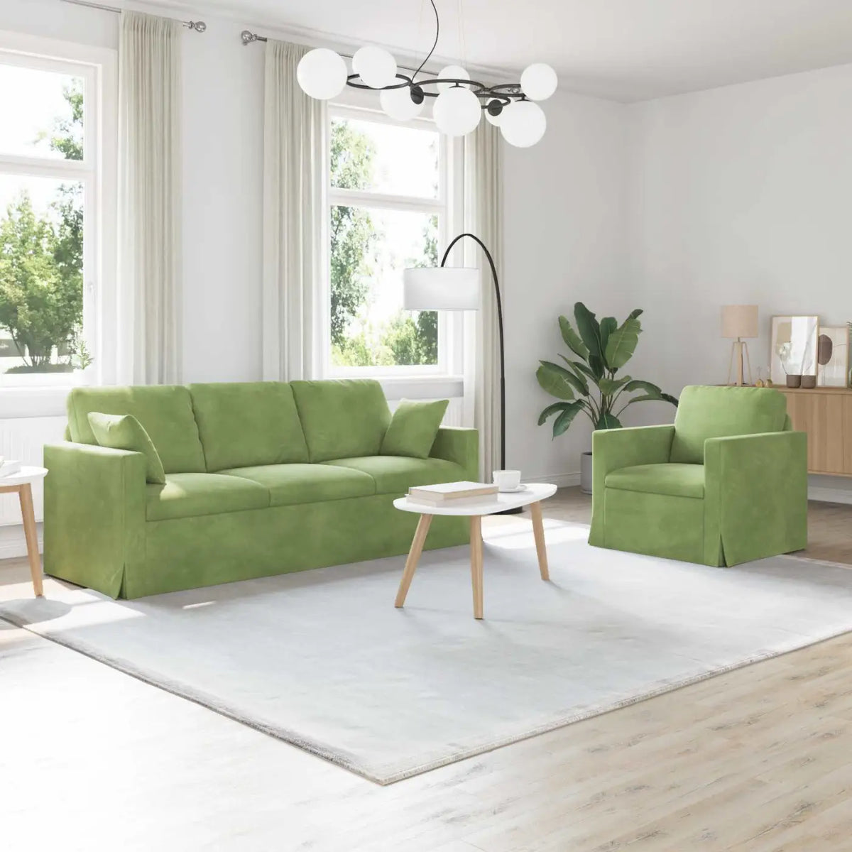 Ensemble de Canapés 2 pc Vert clair Velours - XIOS