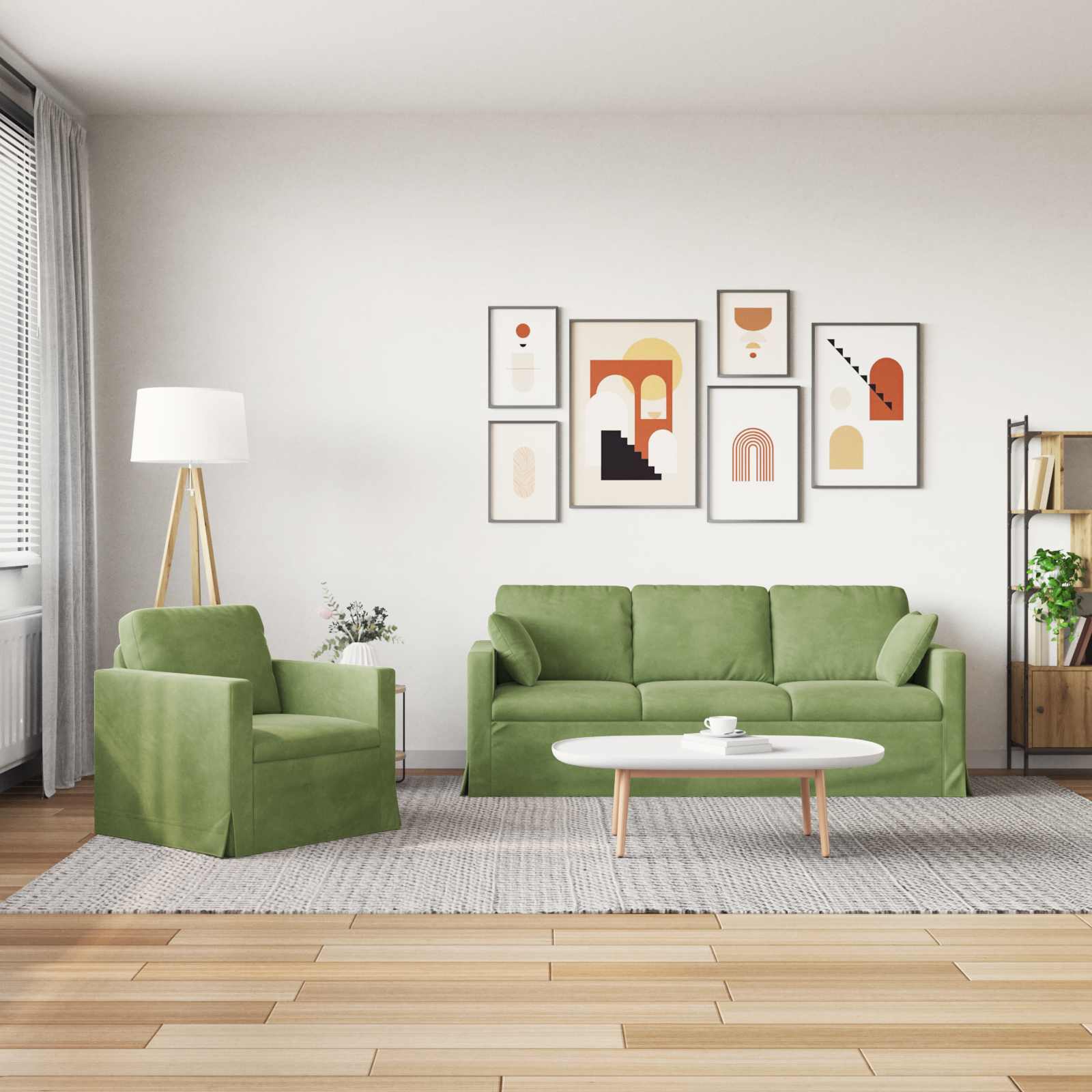 Ensemble de Canapés 2 pcs Vert clair 198 x 78 x 80 cm Velours - XIOS