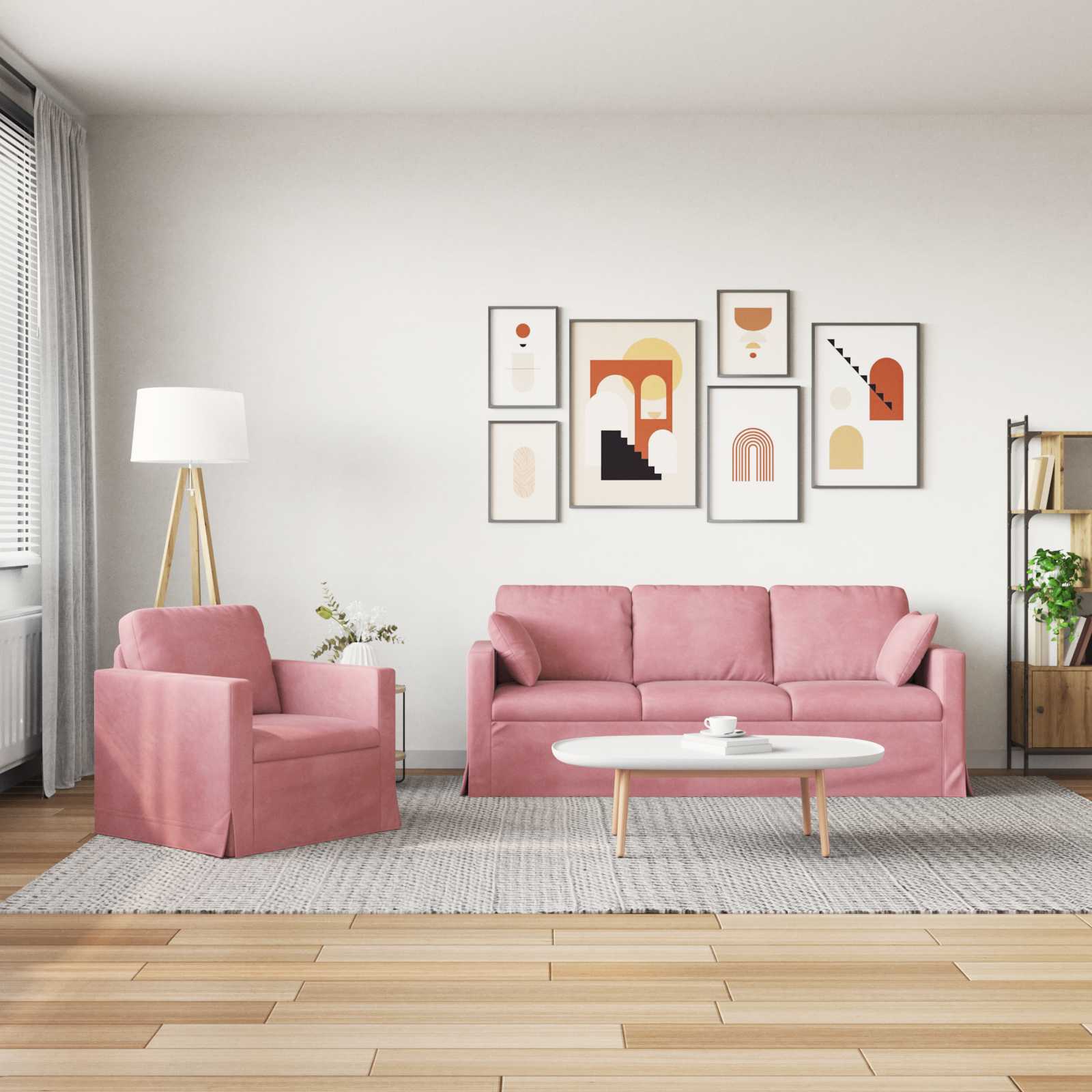 Ensemble de Canapés 2 pcs Rose 198 x 78 x 80 cm Velours - XIOS