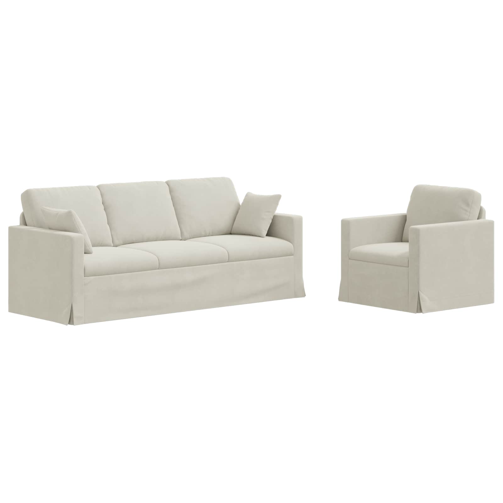 Ensemble de Canapés 2 pcs Crème 198 x 78 x 80 cm Velours - XIOS