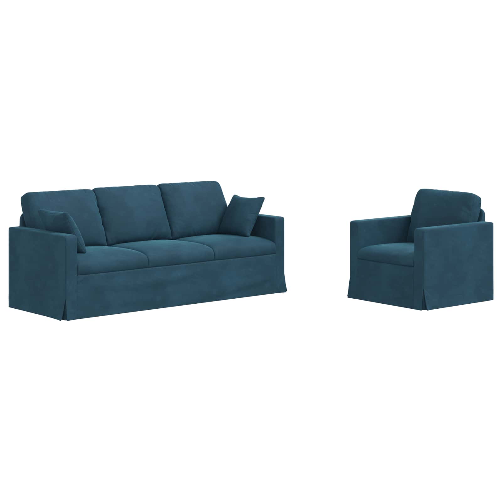 Ensemble de Canapés 2 pcs Bleu 198 x 78 x 80 cm Velours - XIOS