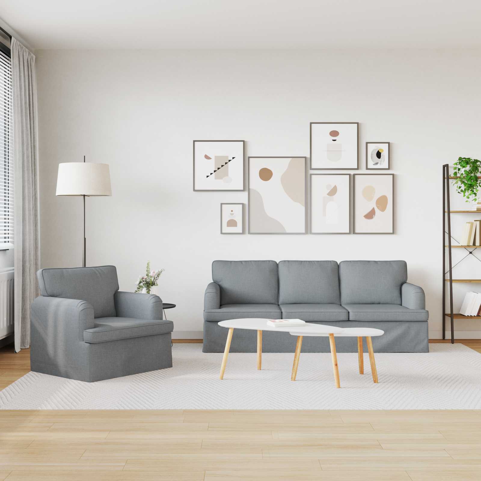 Ensemble de Canapés 2 pc Gris clair tissu