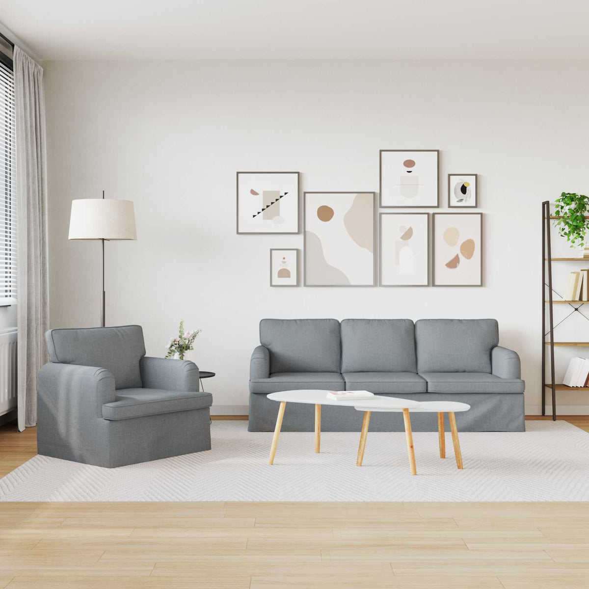 Ensemble de Canapés 2 pc Gris clair tissu