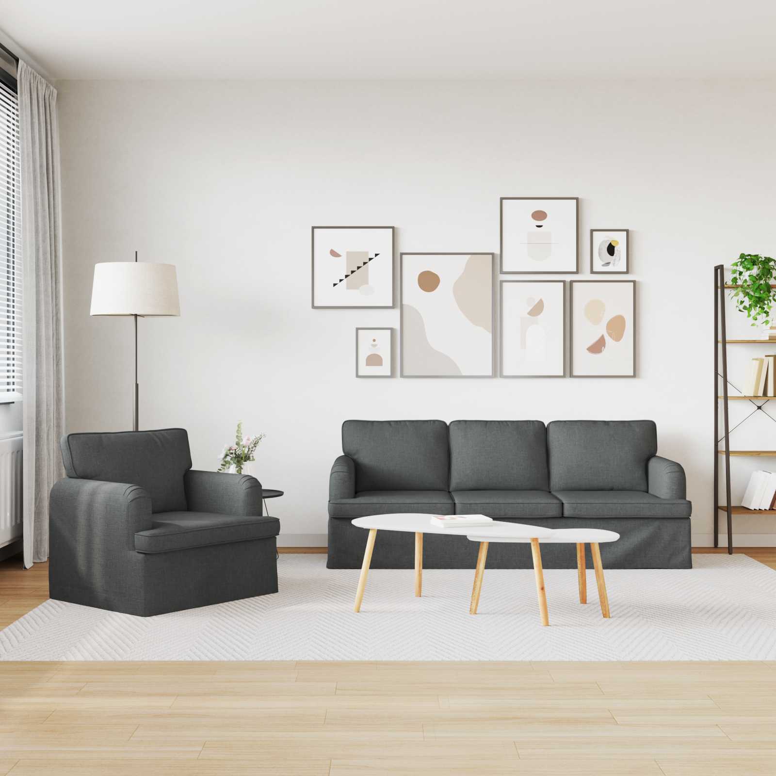Canapé 180cm 2 pcs Gris foncé Métал - XIOS