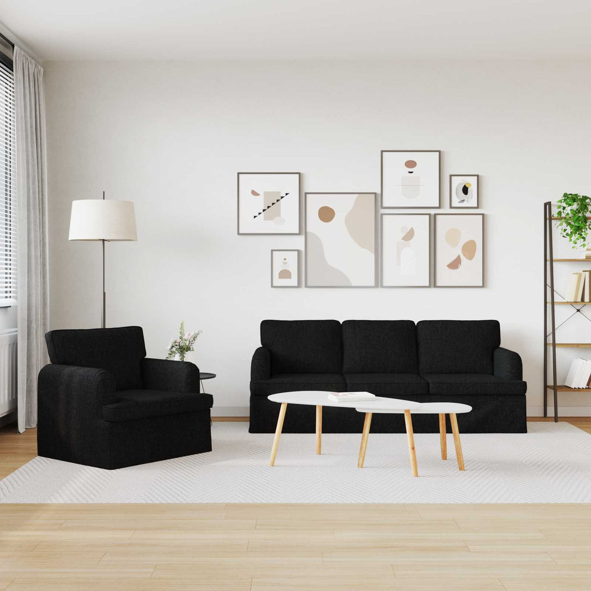 Ensemble de Canapés 2 pc Noir tissu