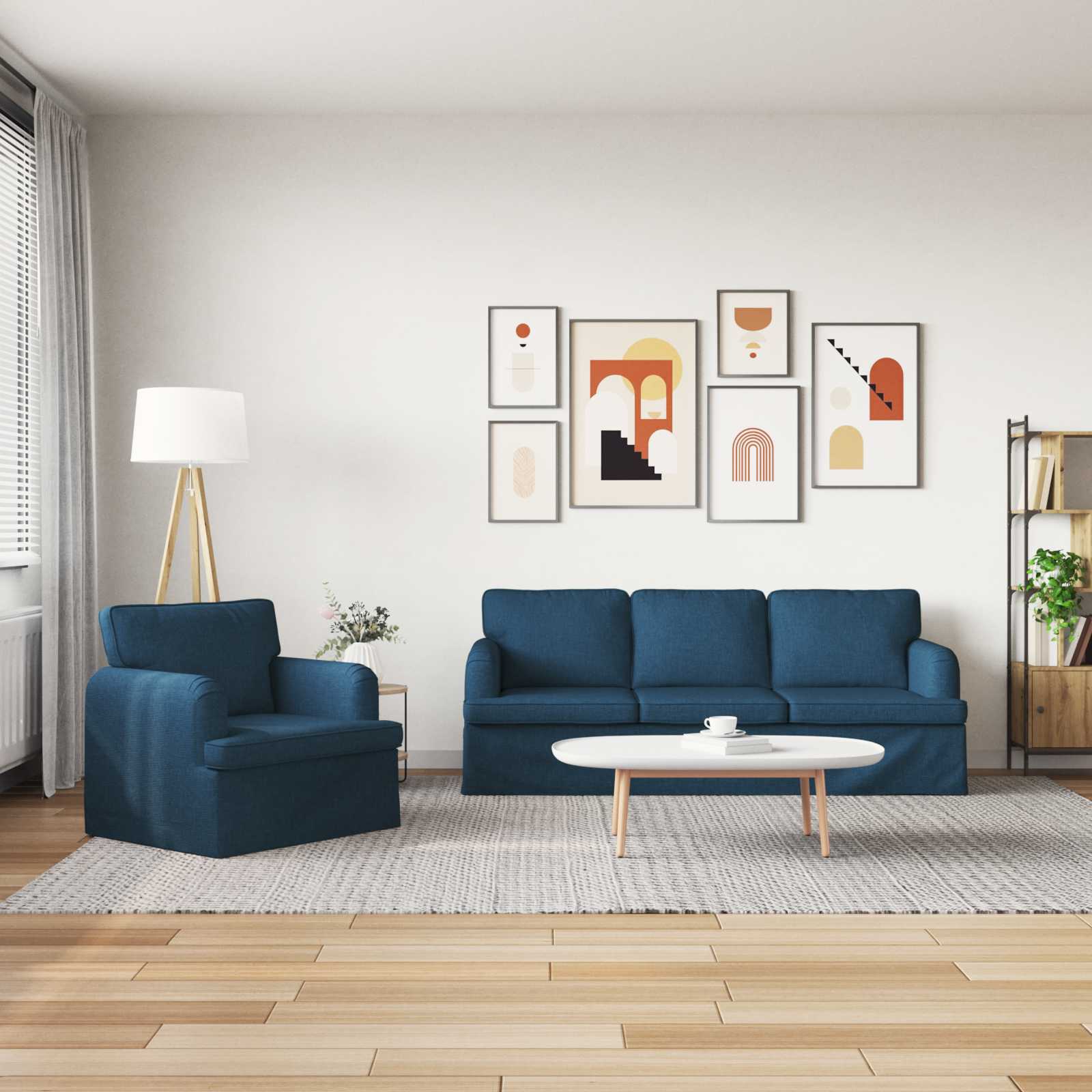 Ensemble de Canapés 2 pc Bleu tissu