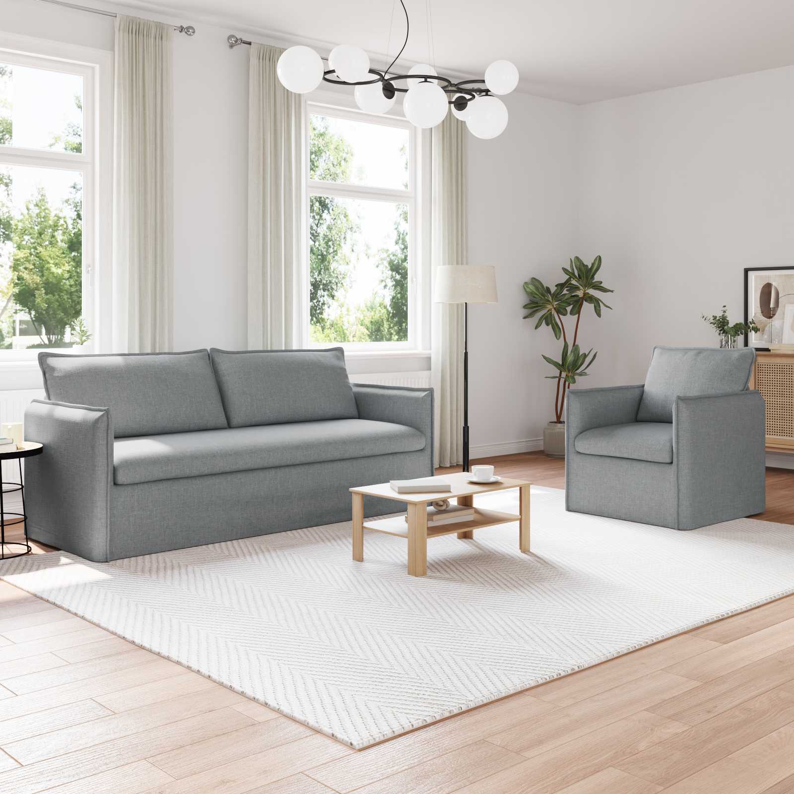 Ensemble de Canapés 2 pc Gris clair Tissu