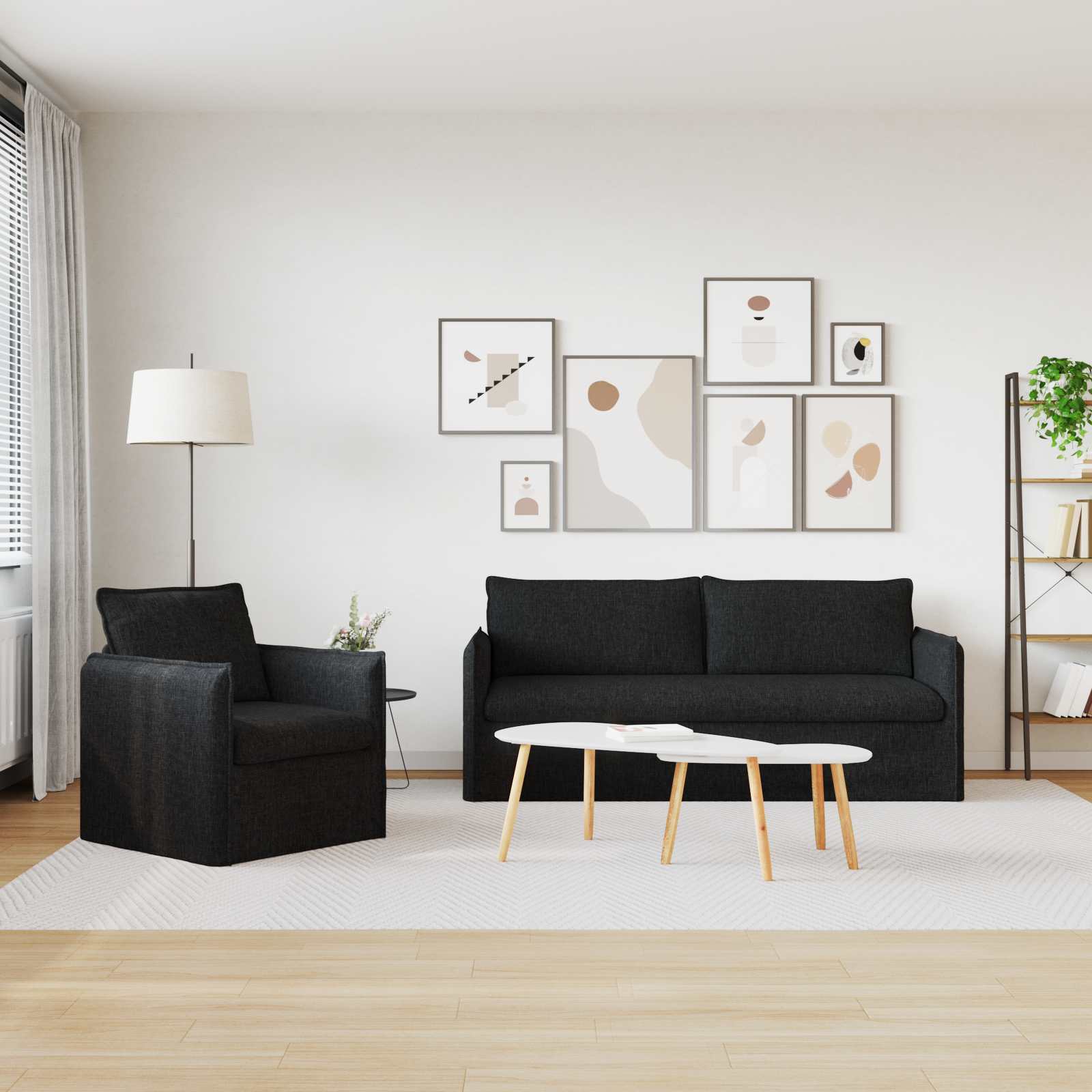 Canapé 180cm 2 pcs Noir Métал - XIOS
