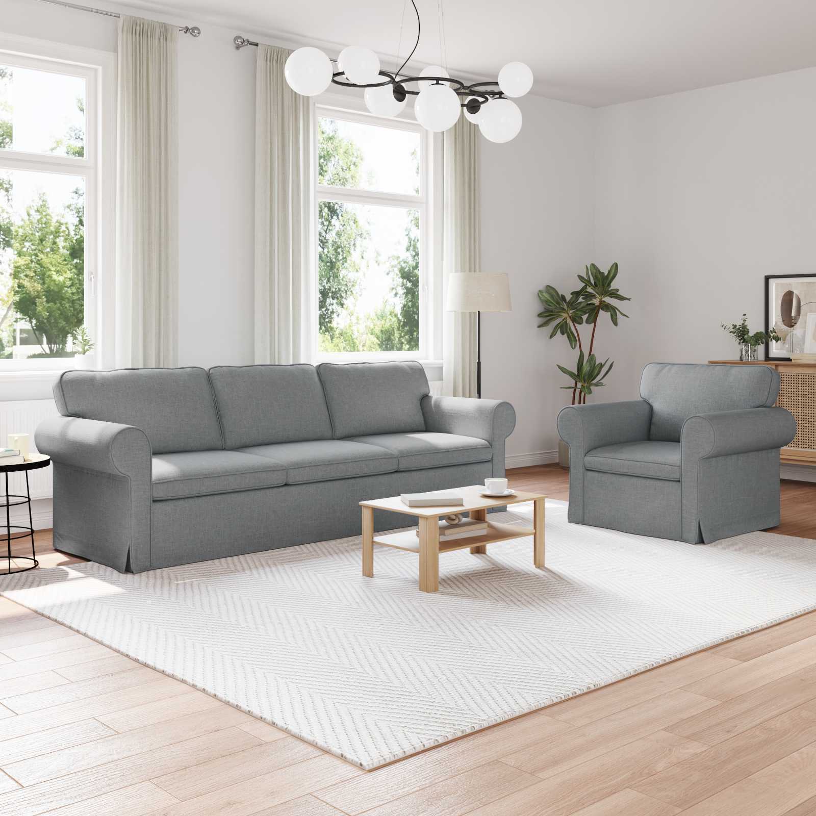Ensemble de Canapés 2 pc Gris clair tissu