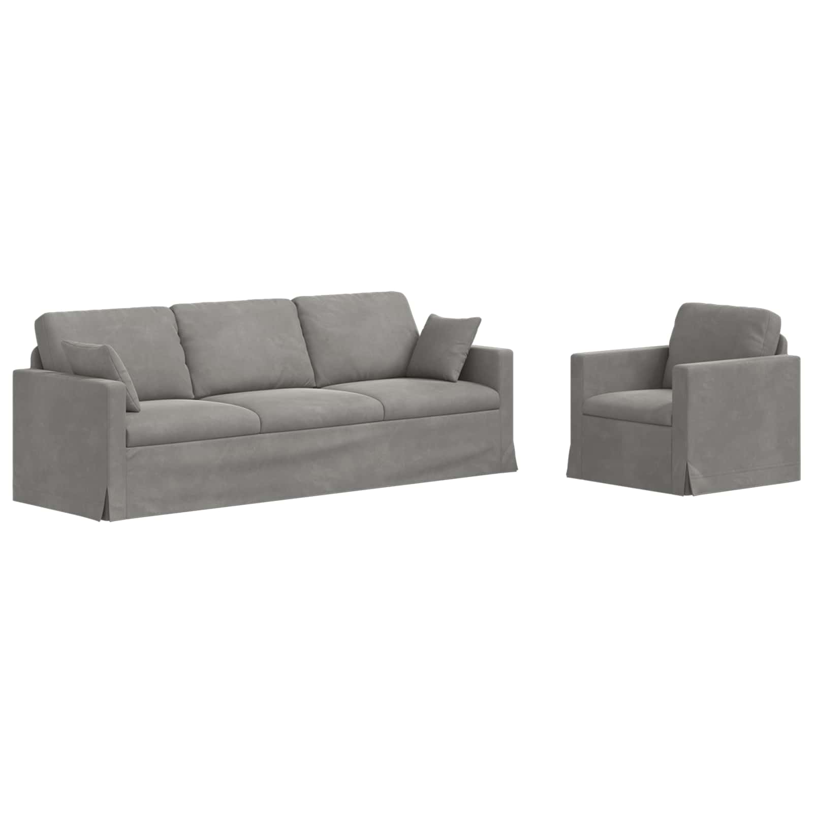 Canapé 2 pcs Gris clair 228 x 78 x 80 cm Velours - XIOS
