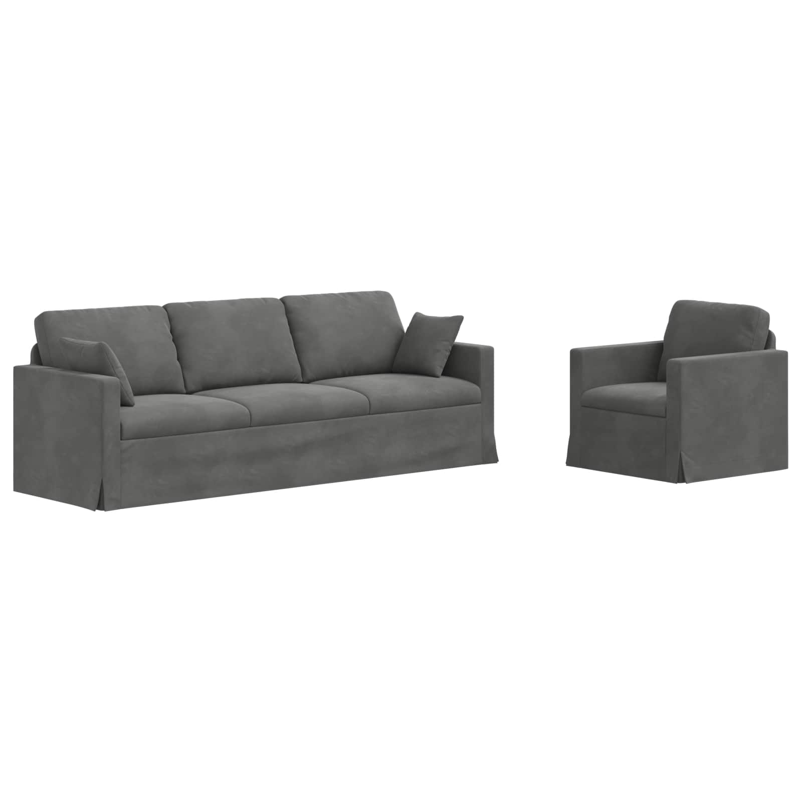 Canapé 2 pcs Gris foncé 228 x 78 x 80 cm Velours - XIOS