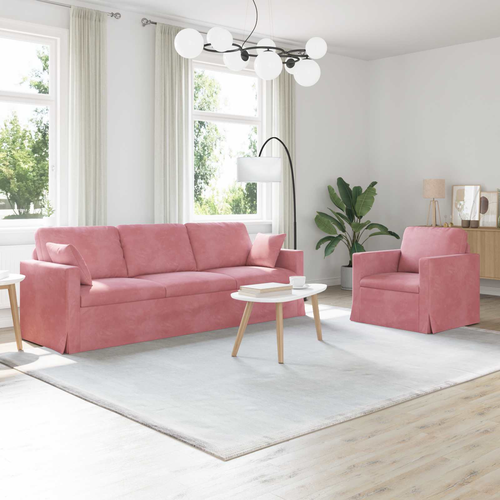 Ensemble de Canapés 2 pcs Rose 228 x 78 x 80 cm Velours - XIOS