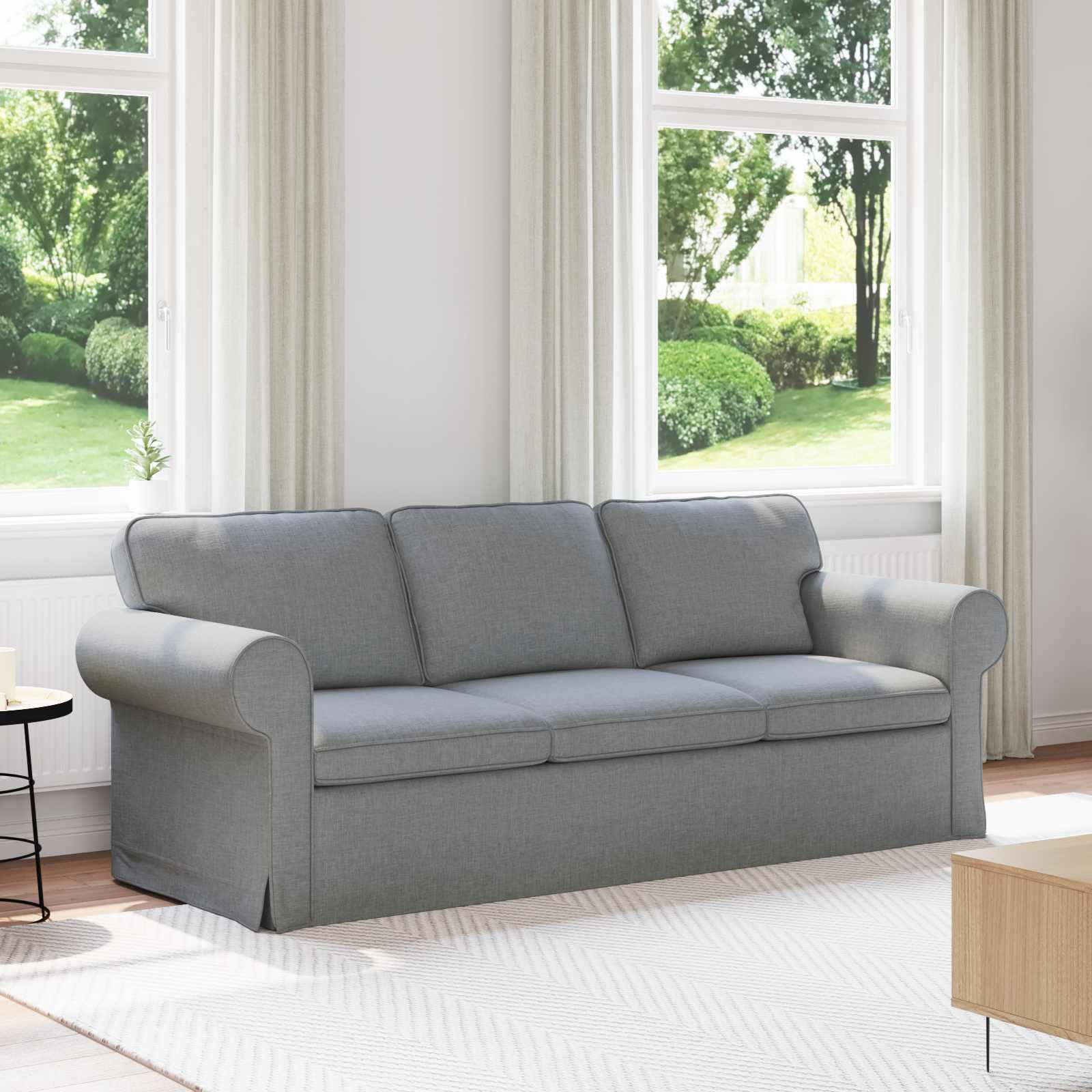 Canapé Gris clair 215 x 82 x 80 cm tissu - XIOS