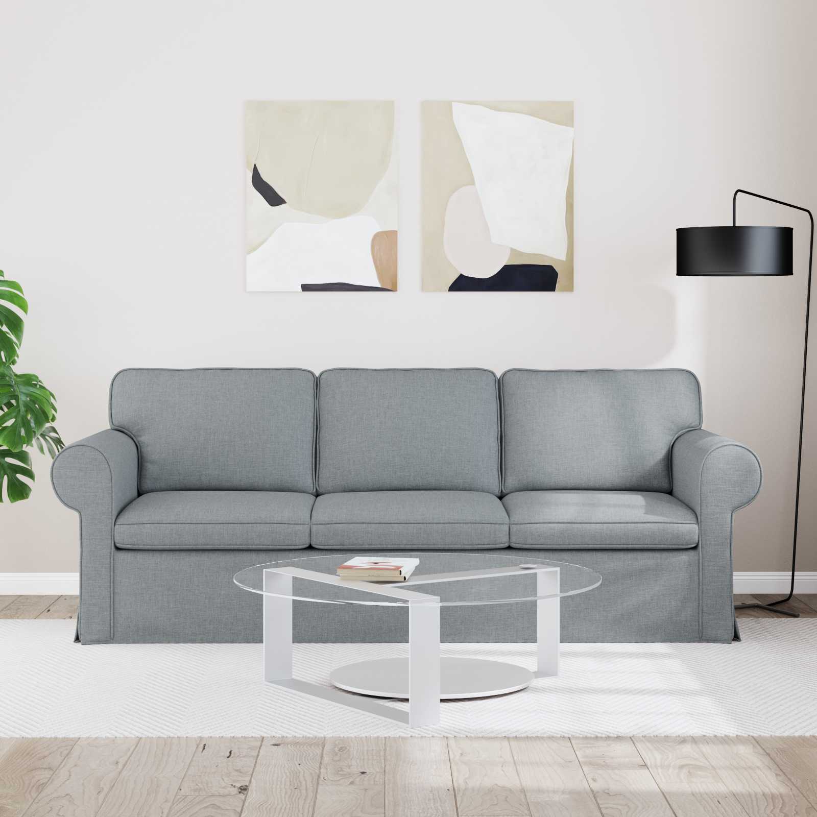 Canapé Gris clair 215 x 82 x 80 cm tissu - XIOS