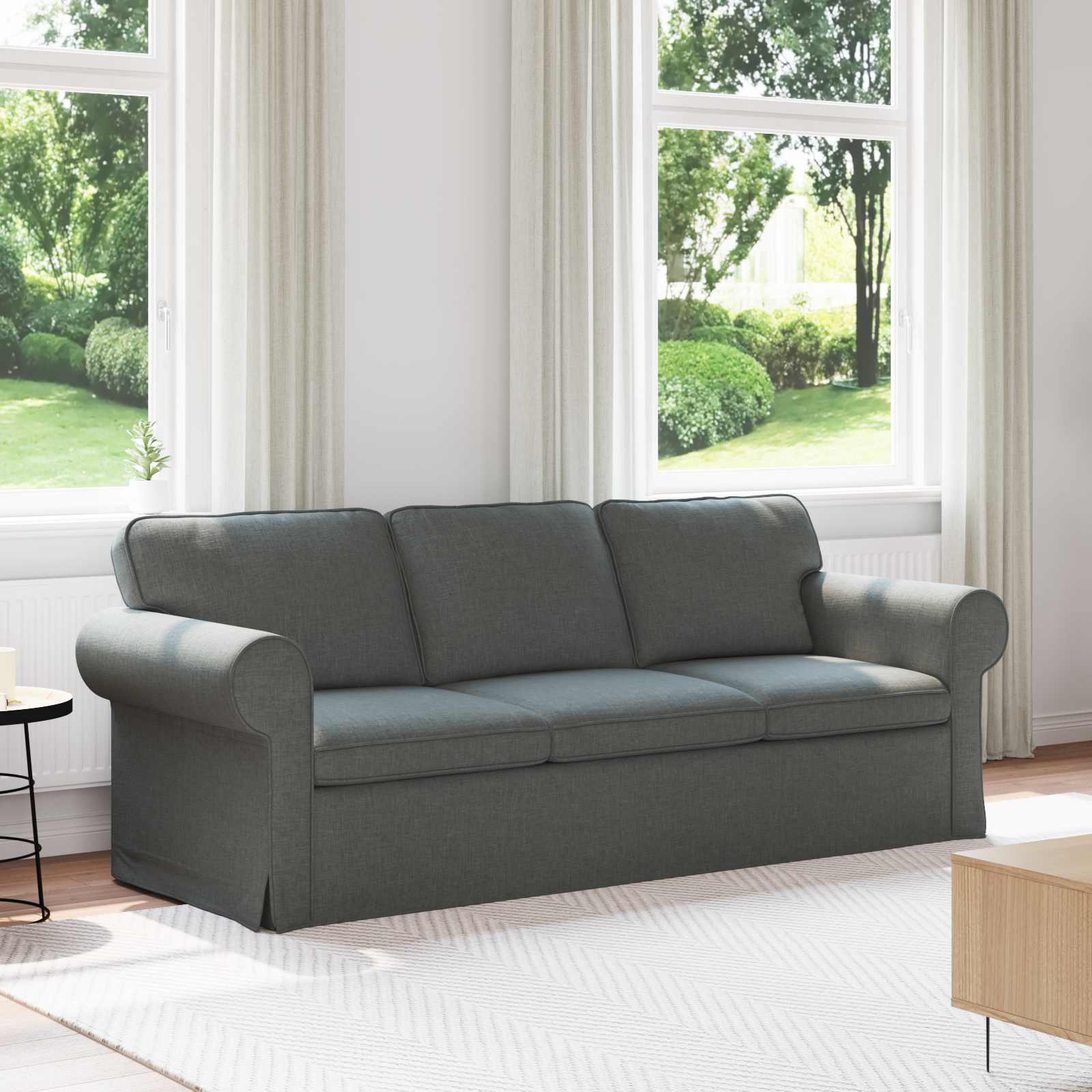 Canapé Gris foncé 215 x 82 x 80 cm tissu - XIOS