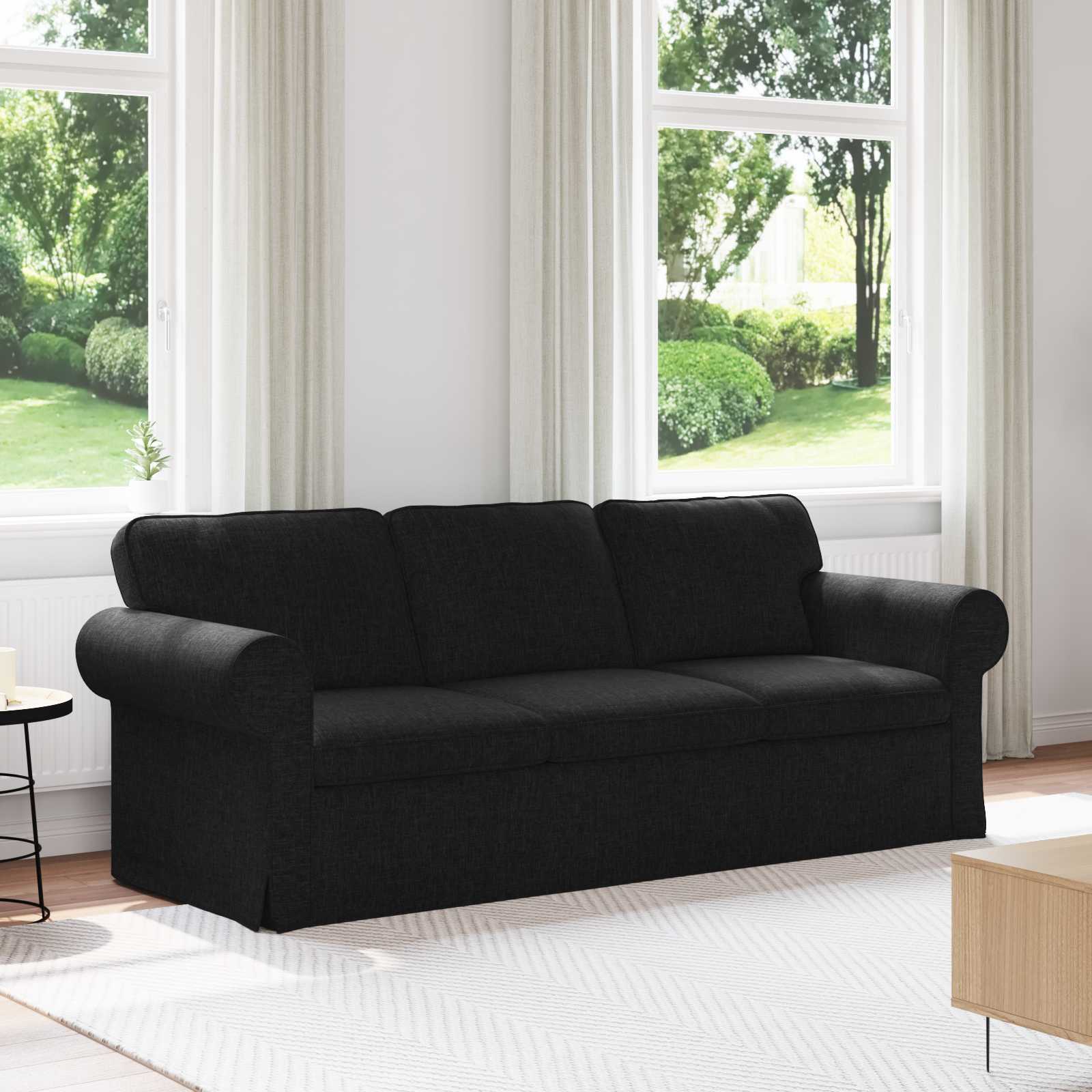 Canapé Noir 215 x 82 x 80 cm tissu - XIOS
