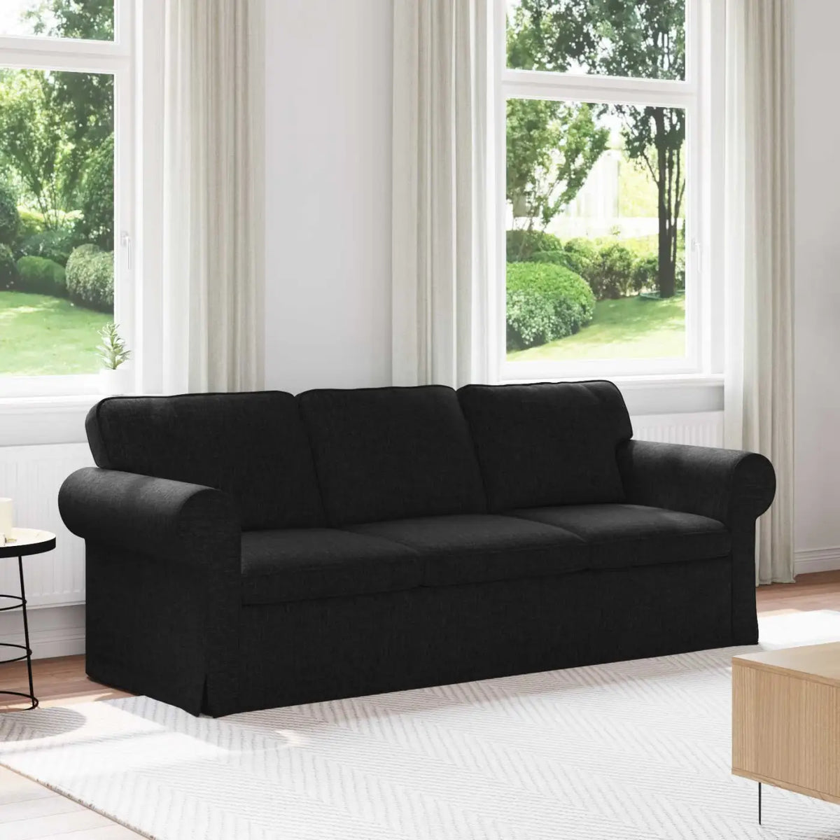 Canapé Noir 215 x 82 x 80 cm tissu - XIOS