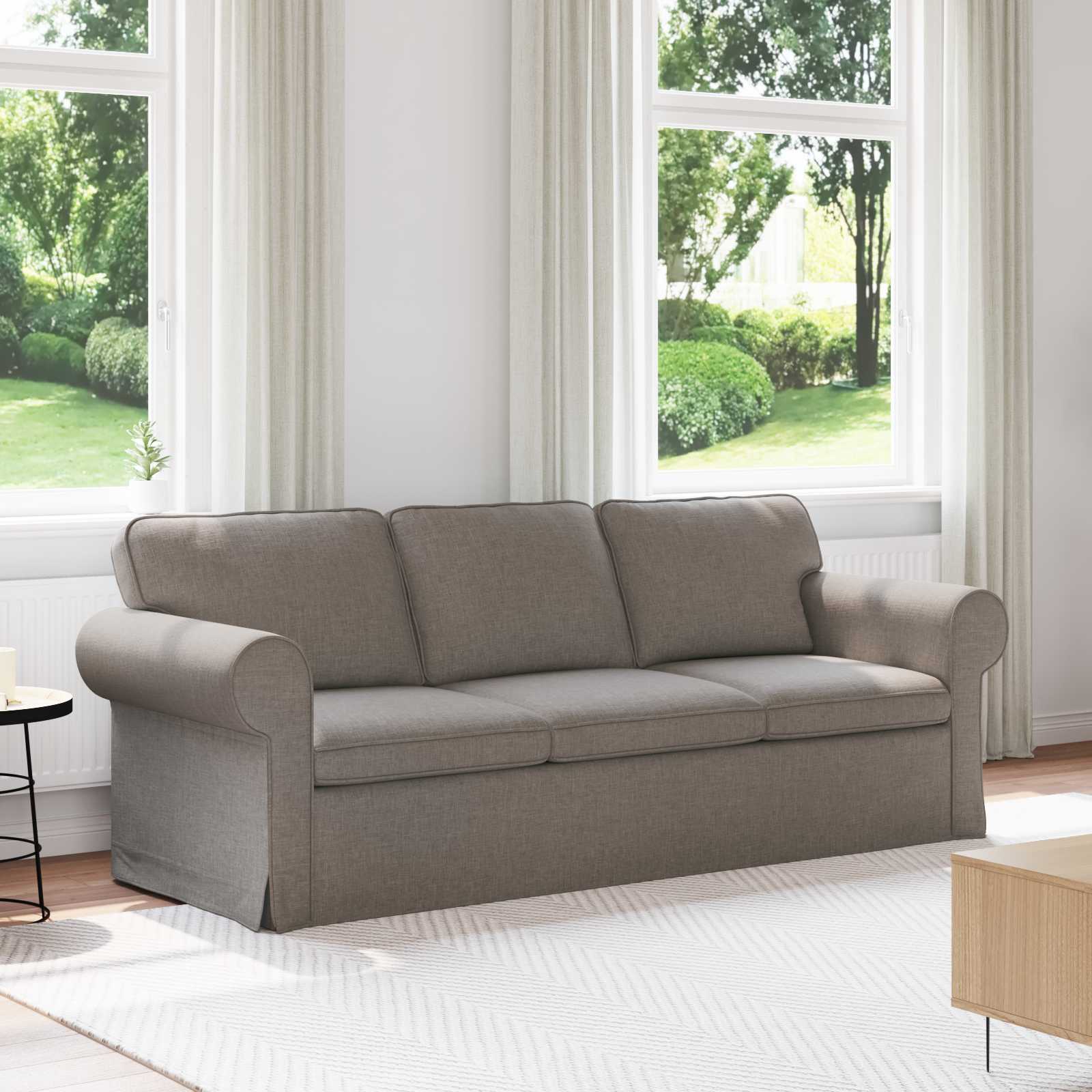 Canapé Taupe 215 x 82 x 80 cm tissu - XIOS