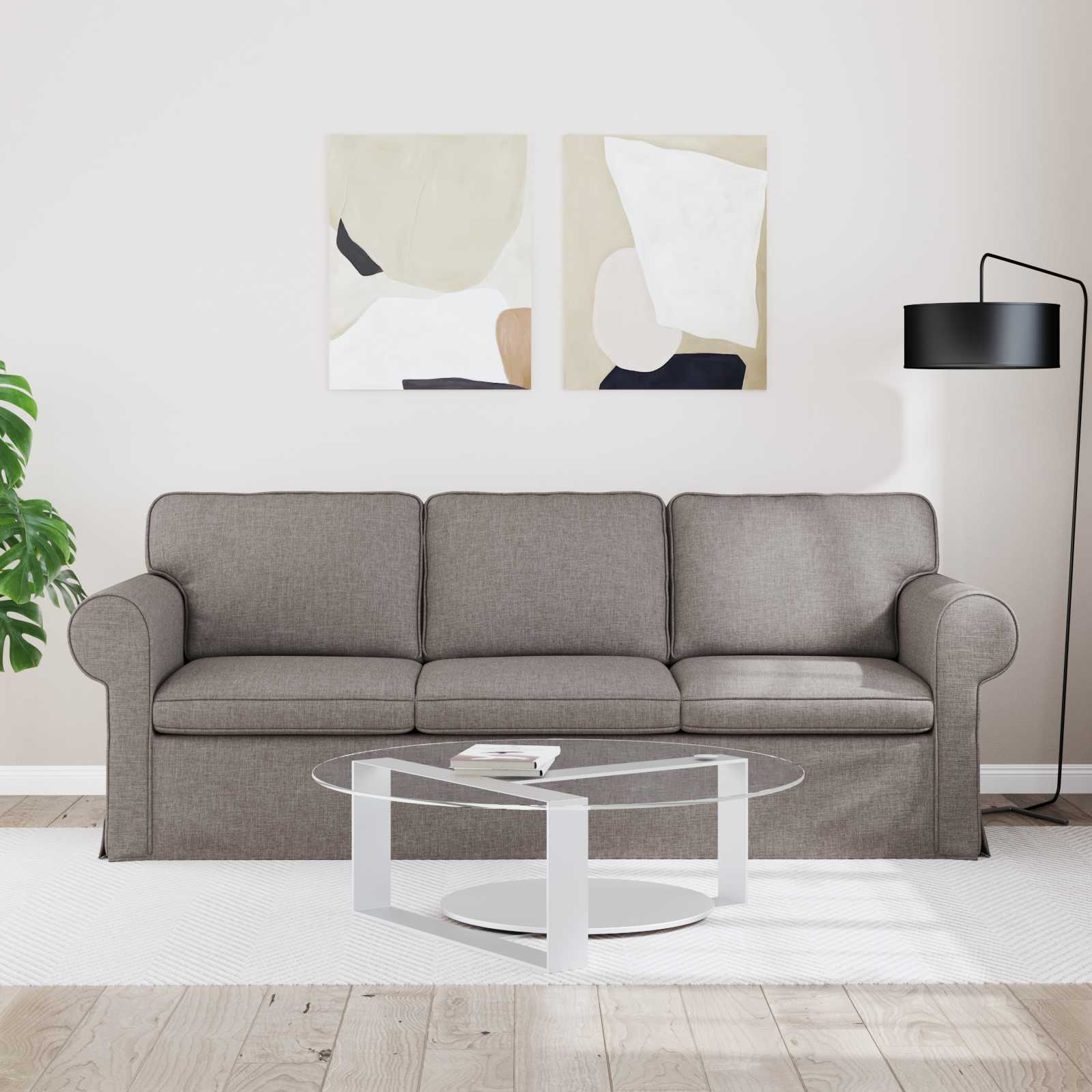 Canapé Taupe 215 x 82 x 80 cm tissu - XIOS
