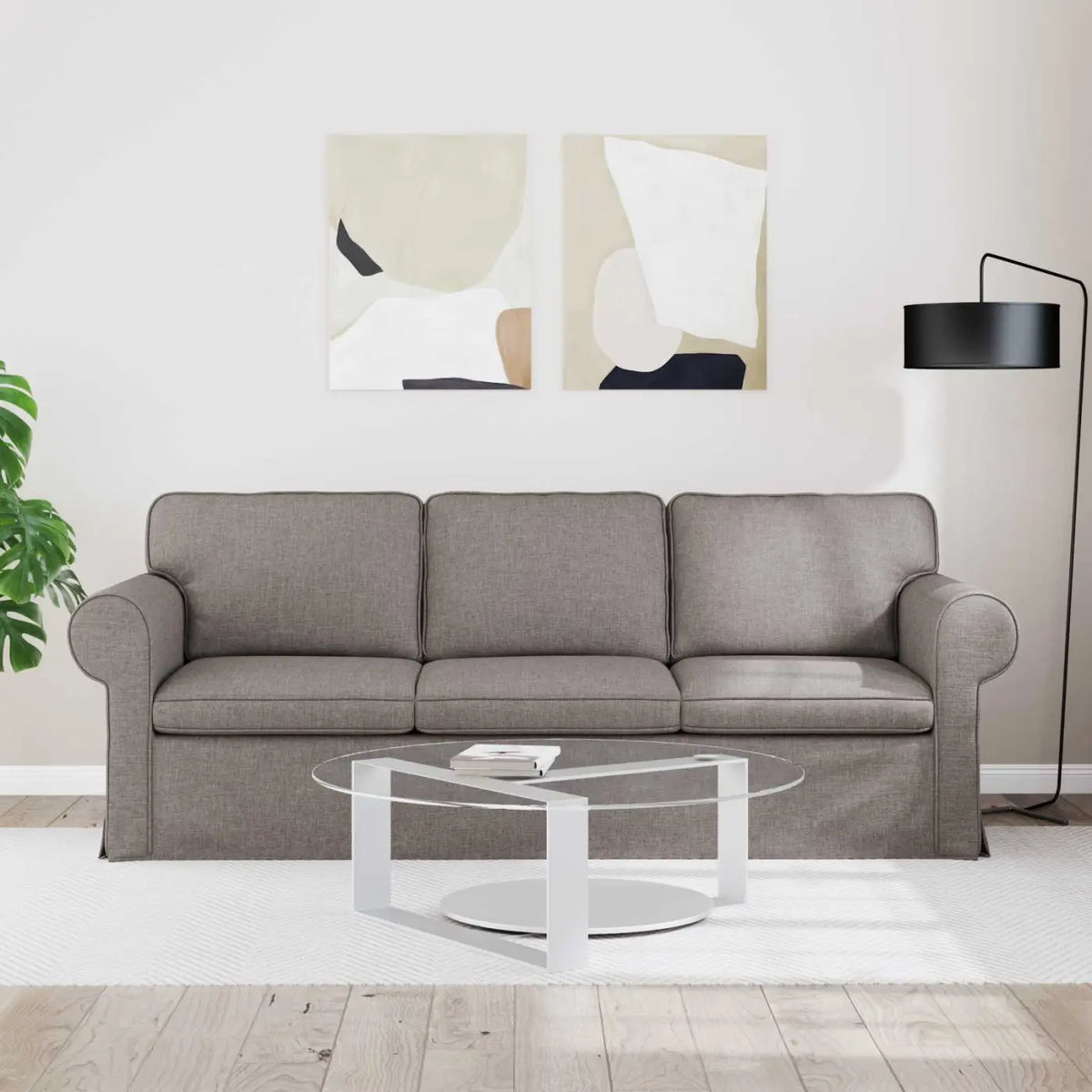 Canapé Taupe 215 x 82 x 80 cm tissu - XIOS