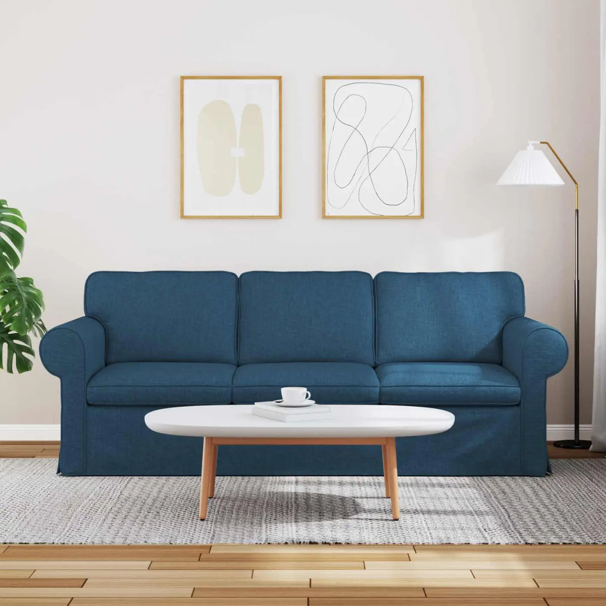 Canapé Bleu 215 x 82 x 80 cm tissu - XIOS