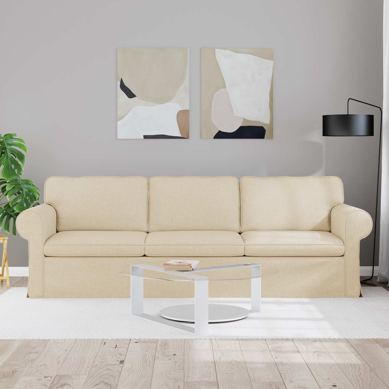 Canapé Crème 245 x 82 x 80 cm tissu - XIOS