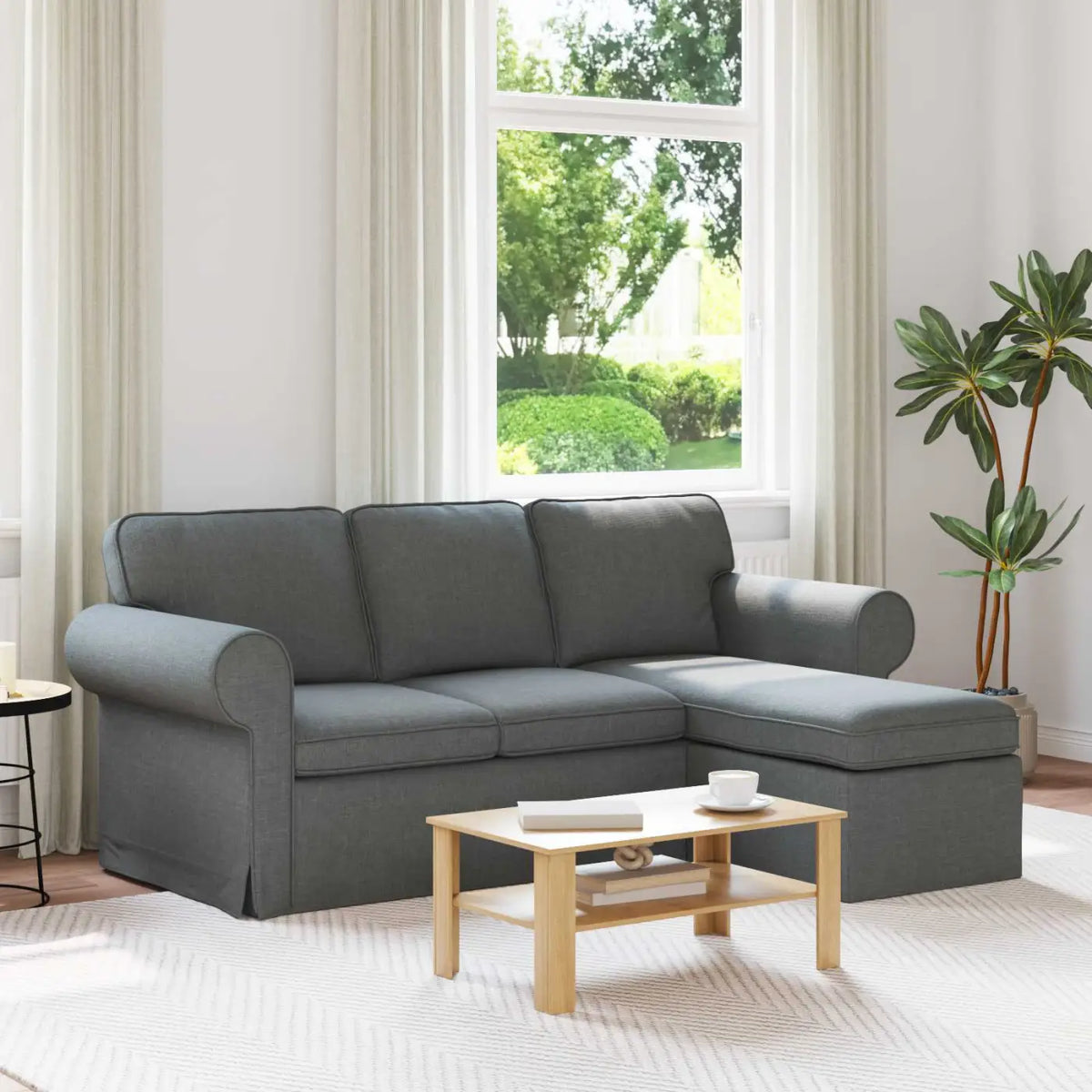 Canapé Gris foncé 195 x 138 x 80 cm tissu - XIOS