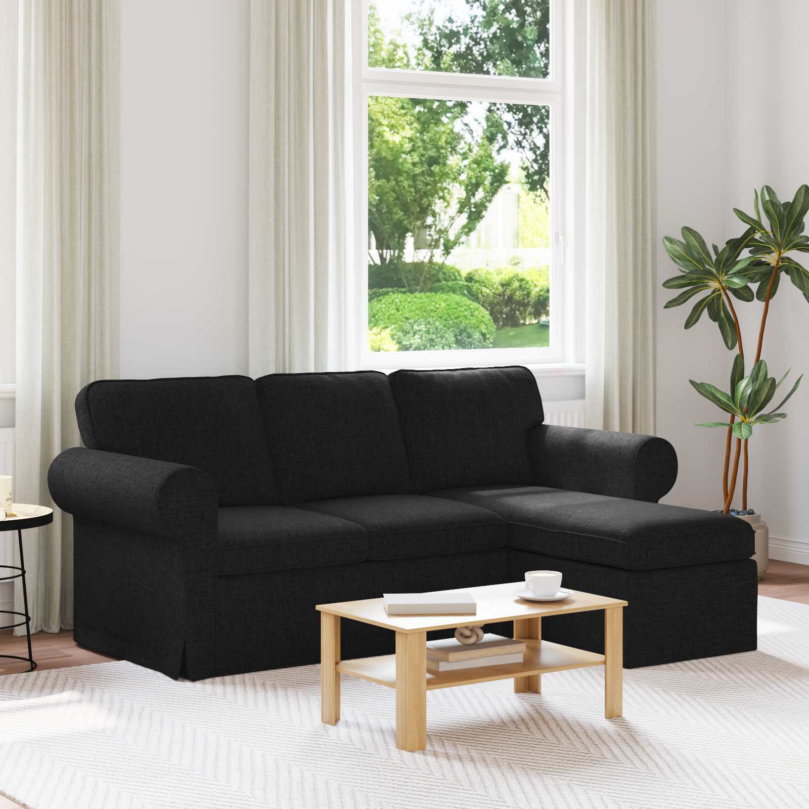 Canapé Noir 195 x 138 x 80 cm tissu
