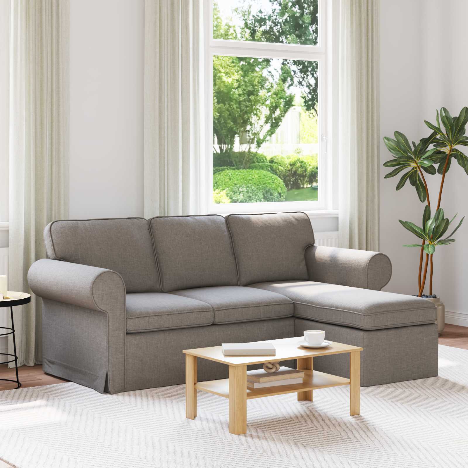 Canapé Taupe 195 x 138 x 80 cm tissu - XIOS